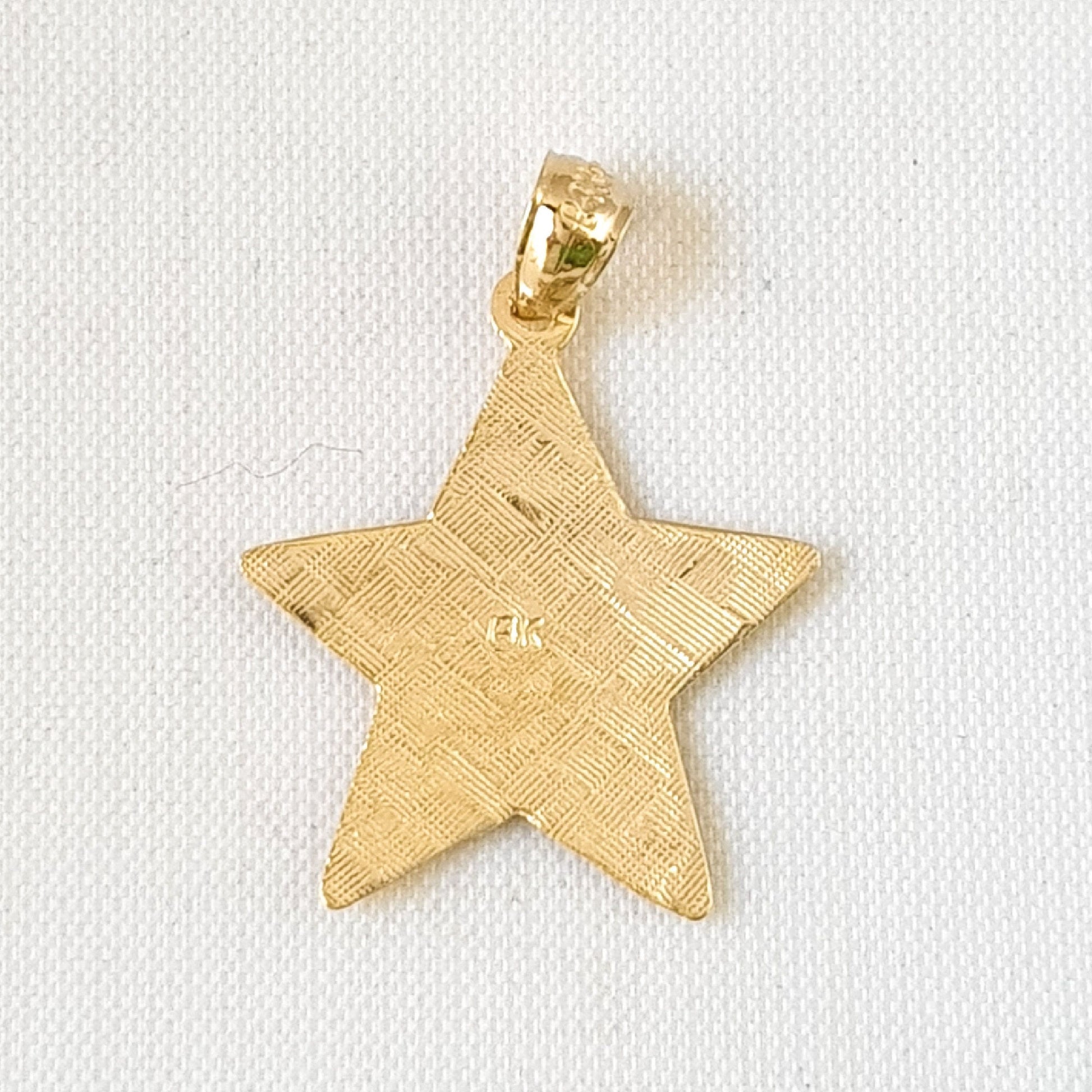 14K Yellow Gold Moon and Star Pendant