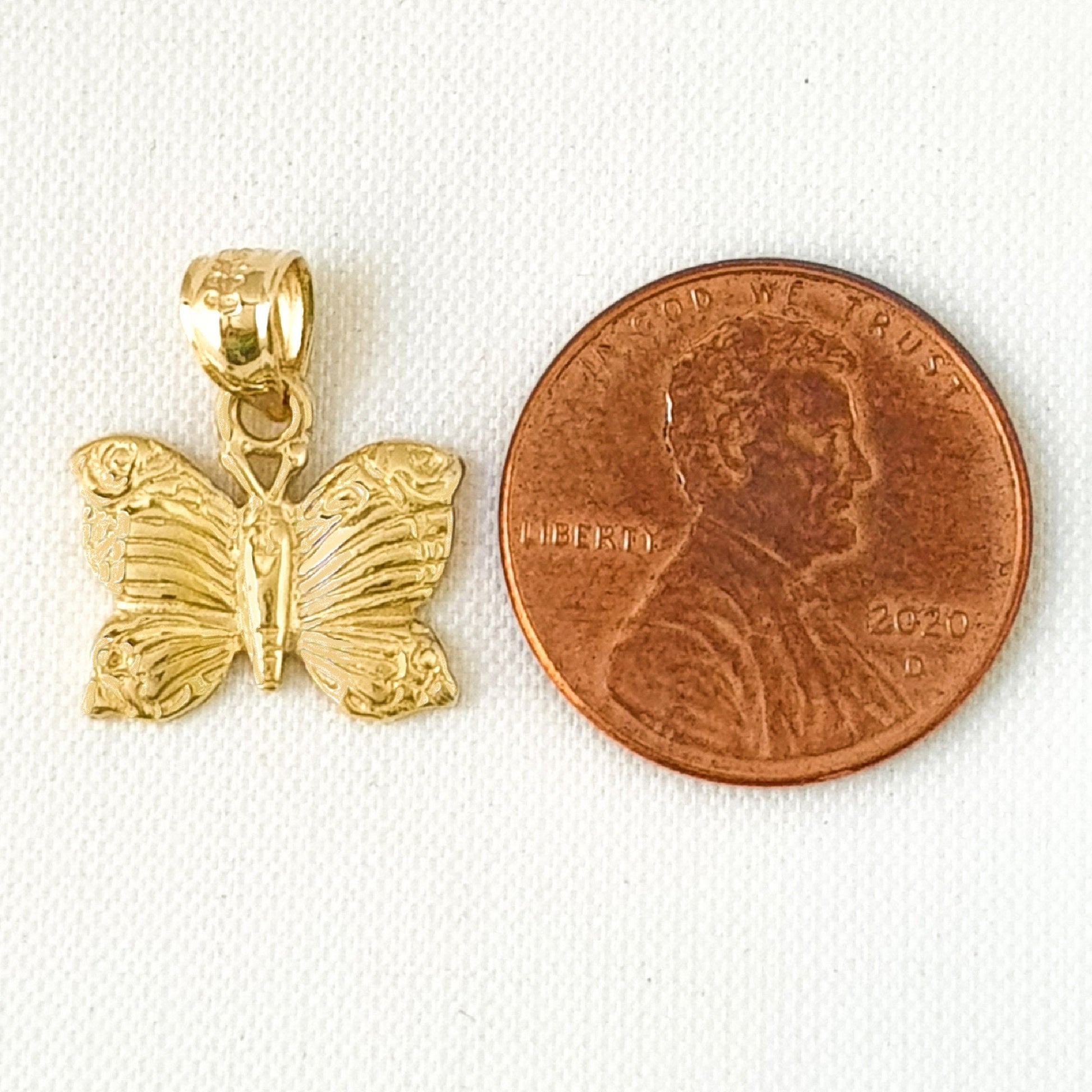 14k Yellow Gold Butterfly Pendant