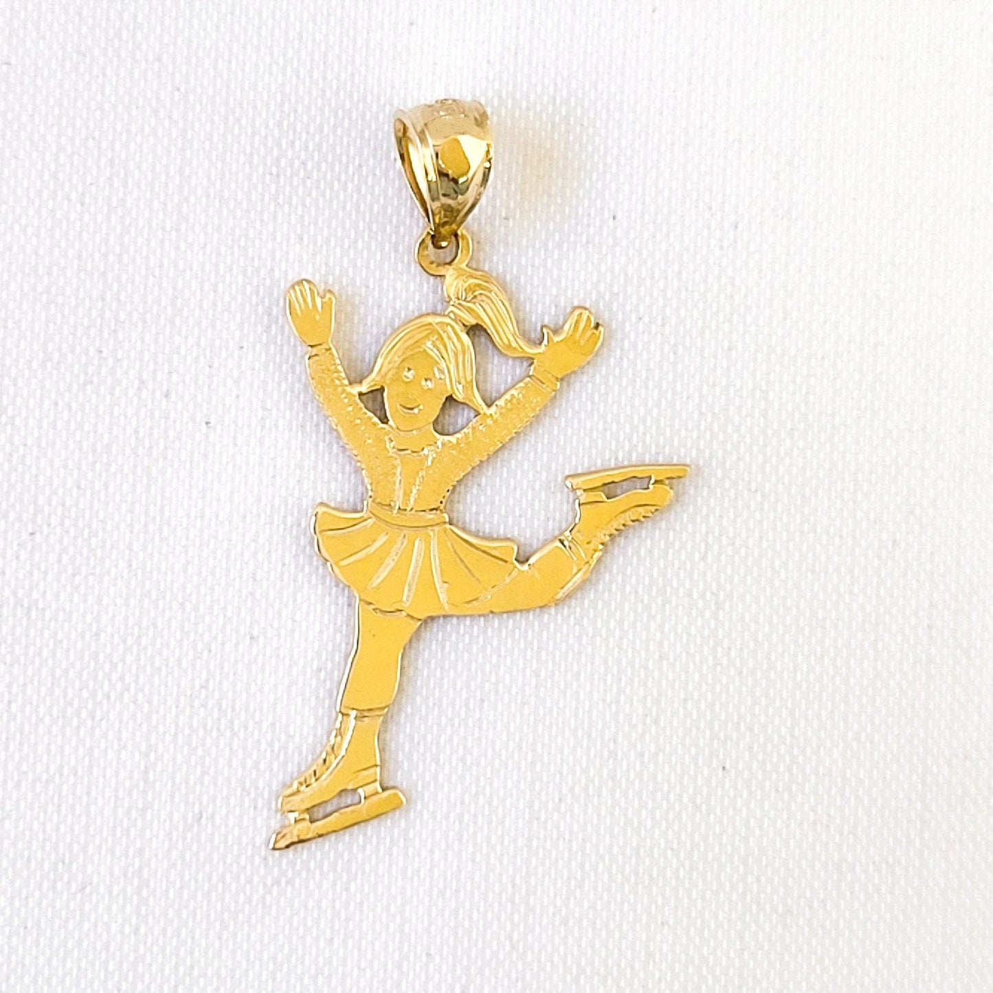 14K Yellow Gold Ice Skater Pendant
