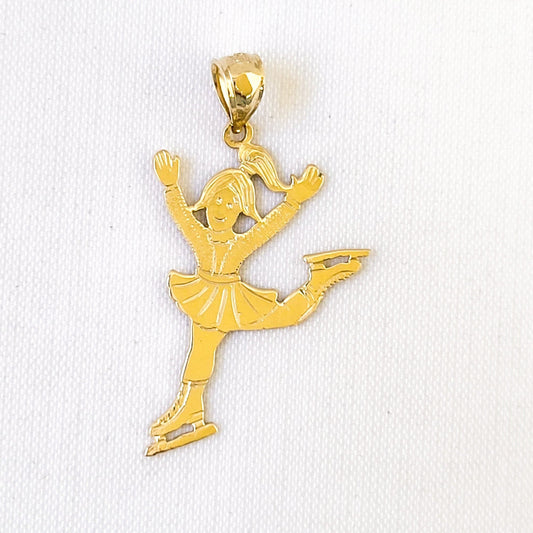 14K Yellow Gold Ice Skater Pendant