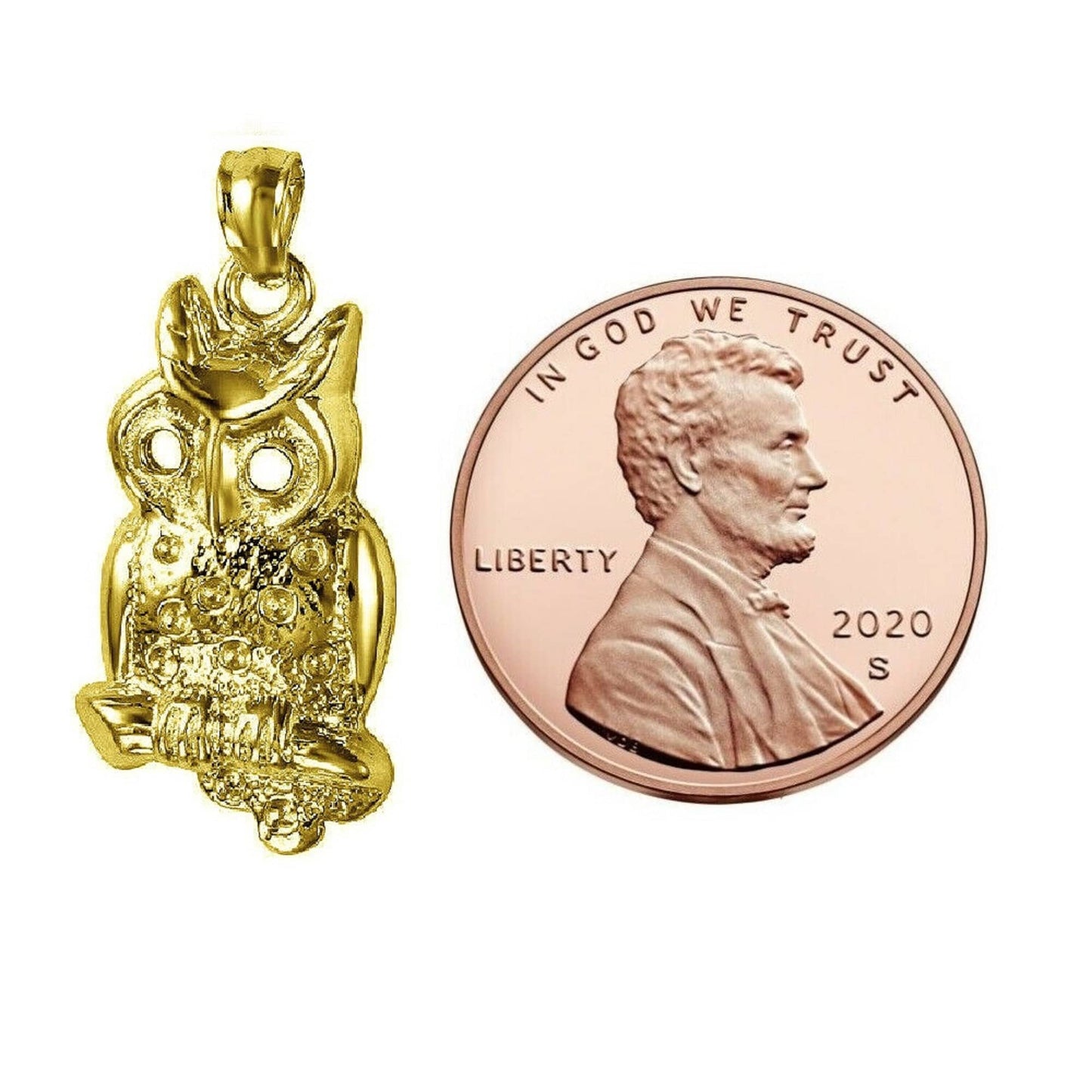 14K Yellow Gold Owl Pendant