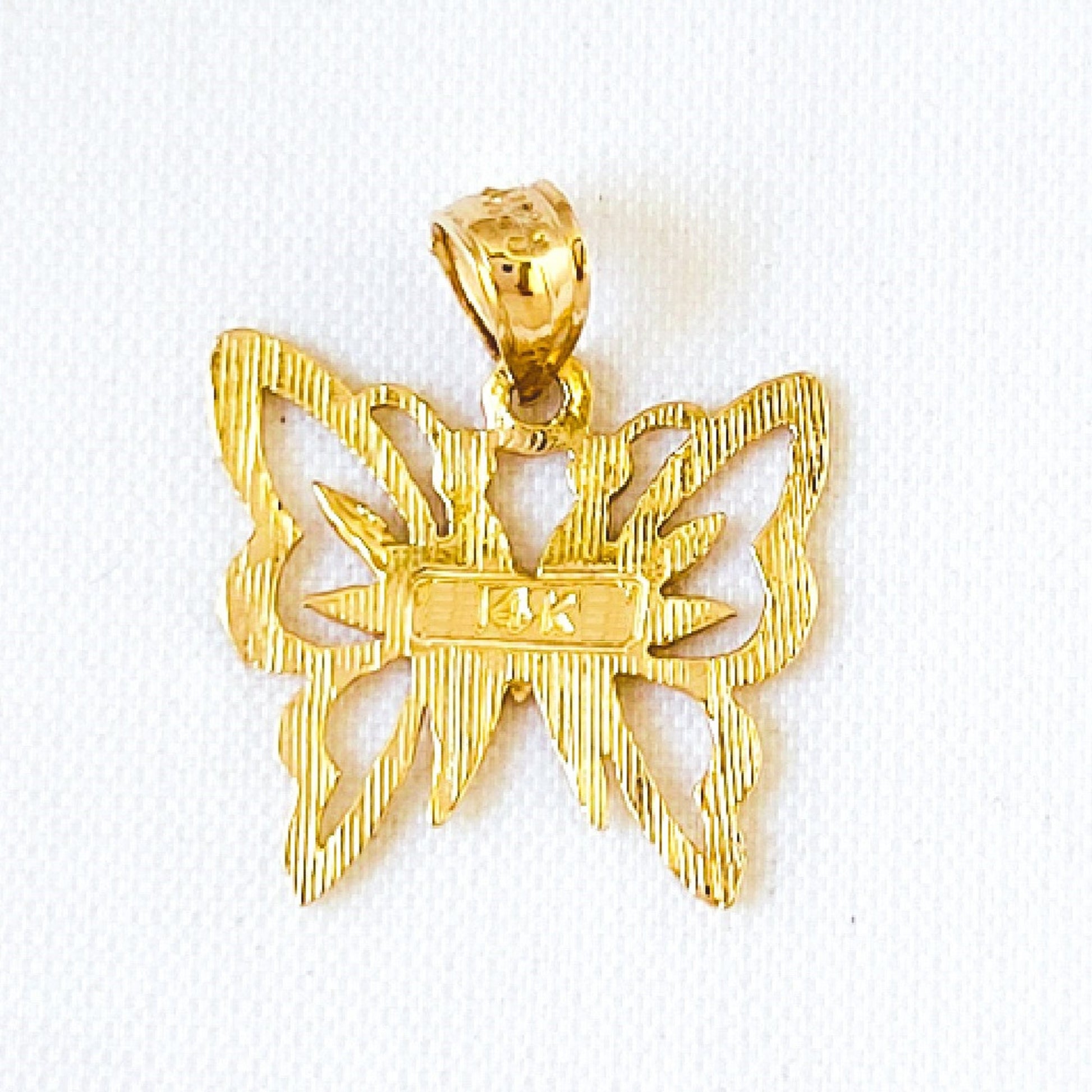 14K Yellow Gold Butterfly Pendant
