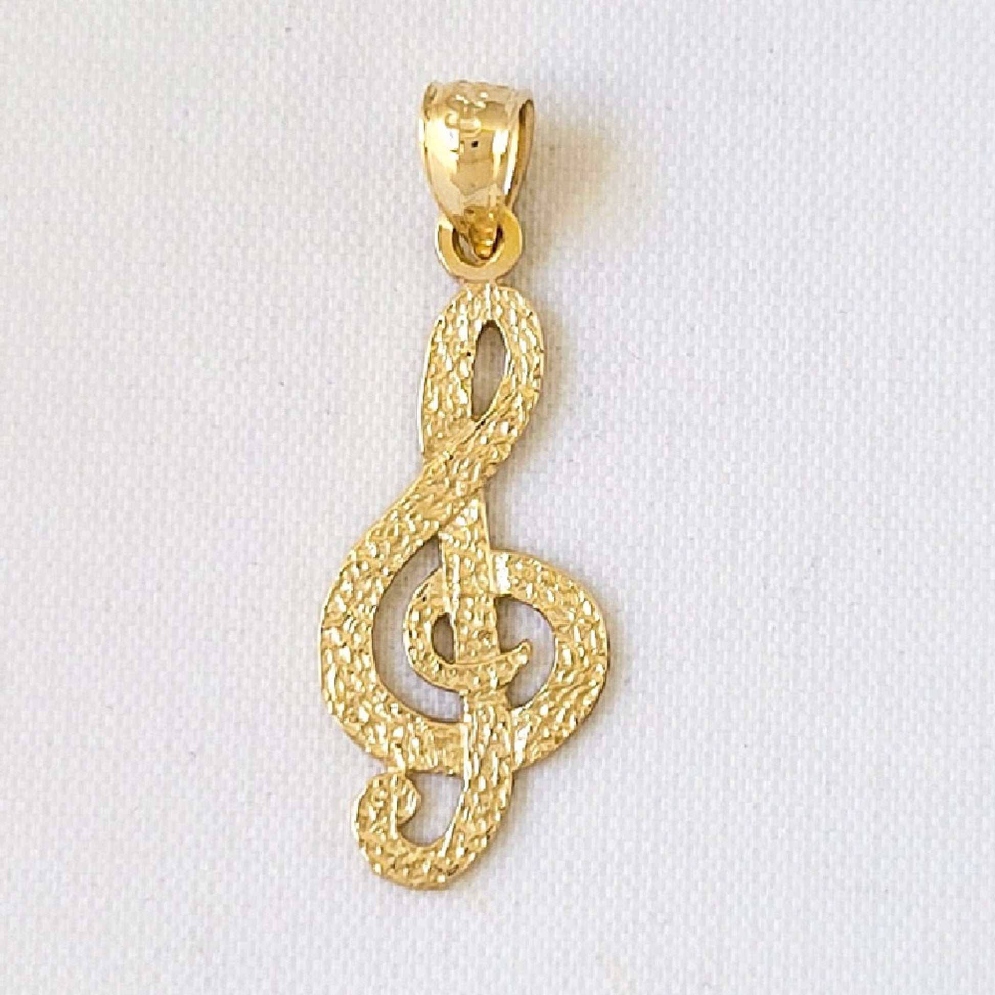 14K Yellow Gold Treble Clef Musical Note Pendant