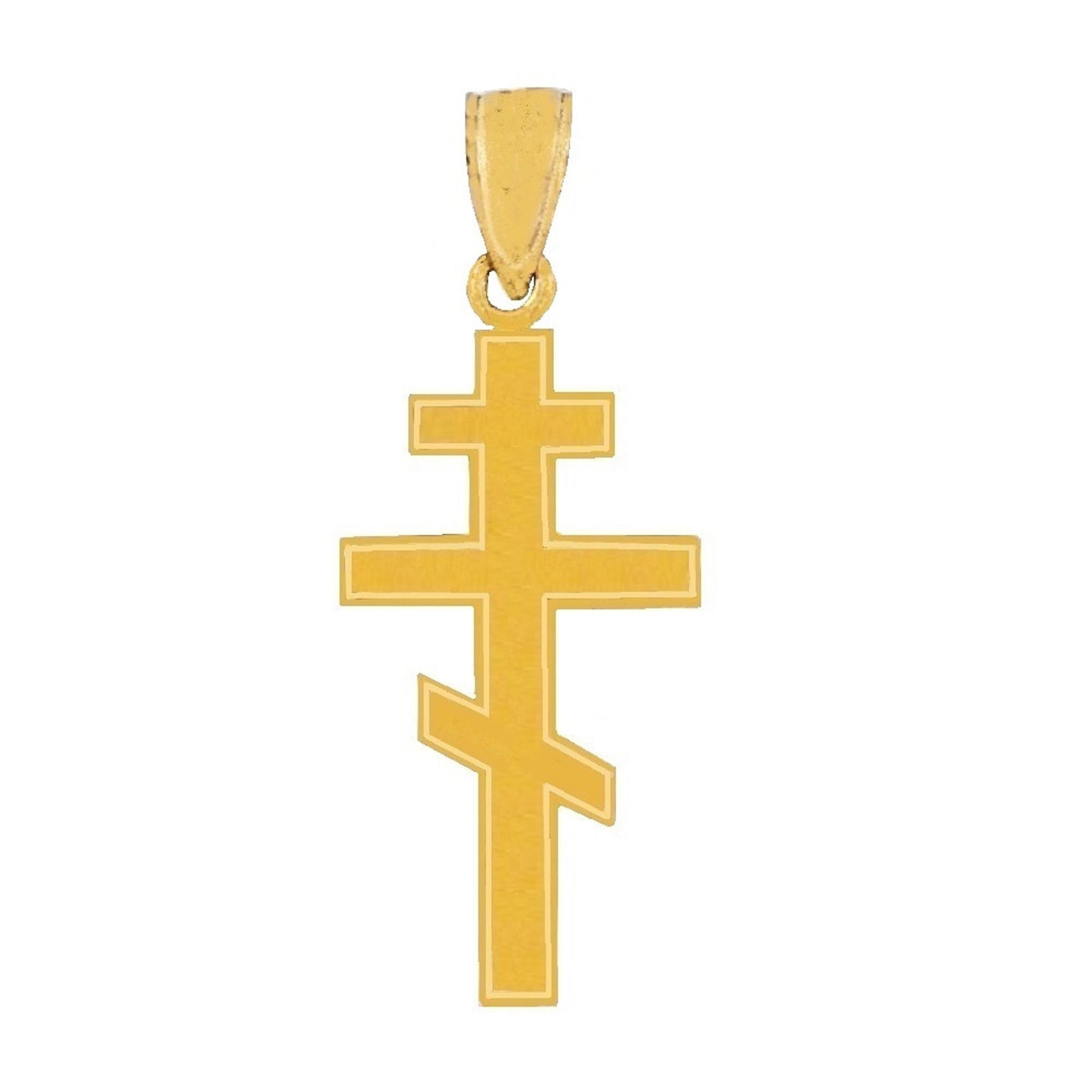 14k Yellow Gold Eastern Orthodox Cross Pendant