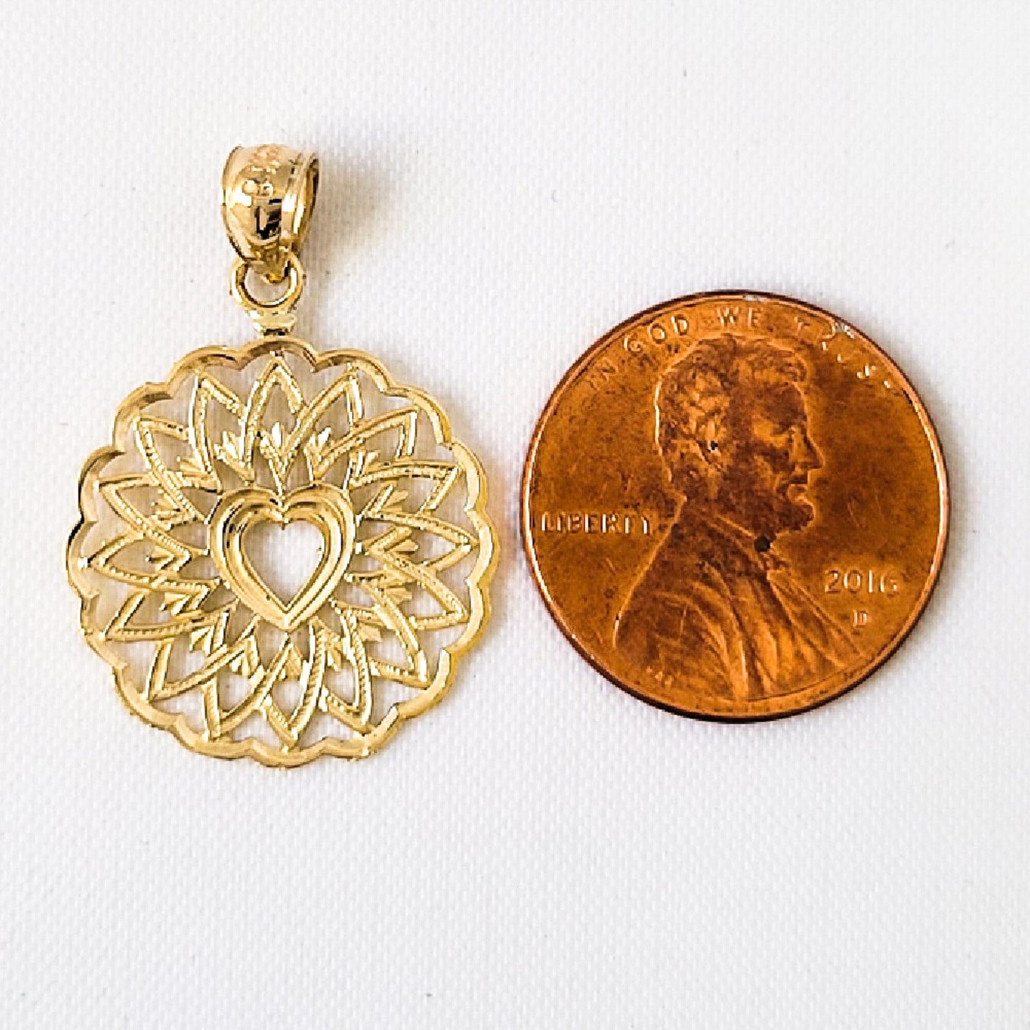 14k Yellow Gold Filigree Heart Pendant