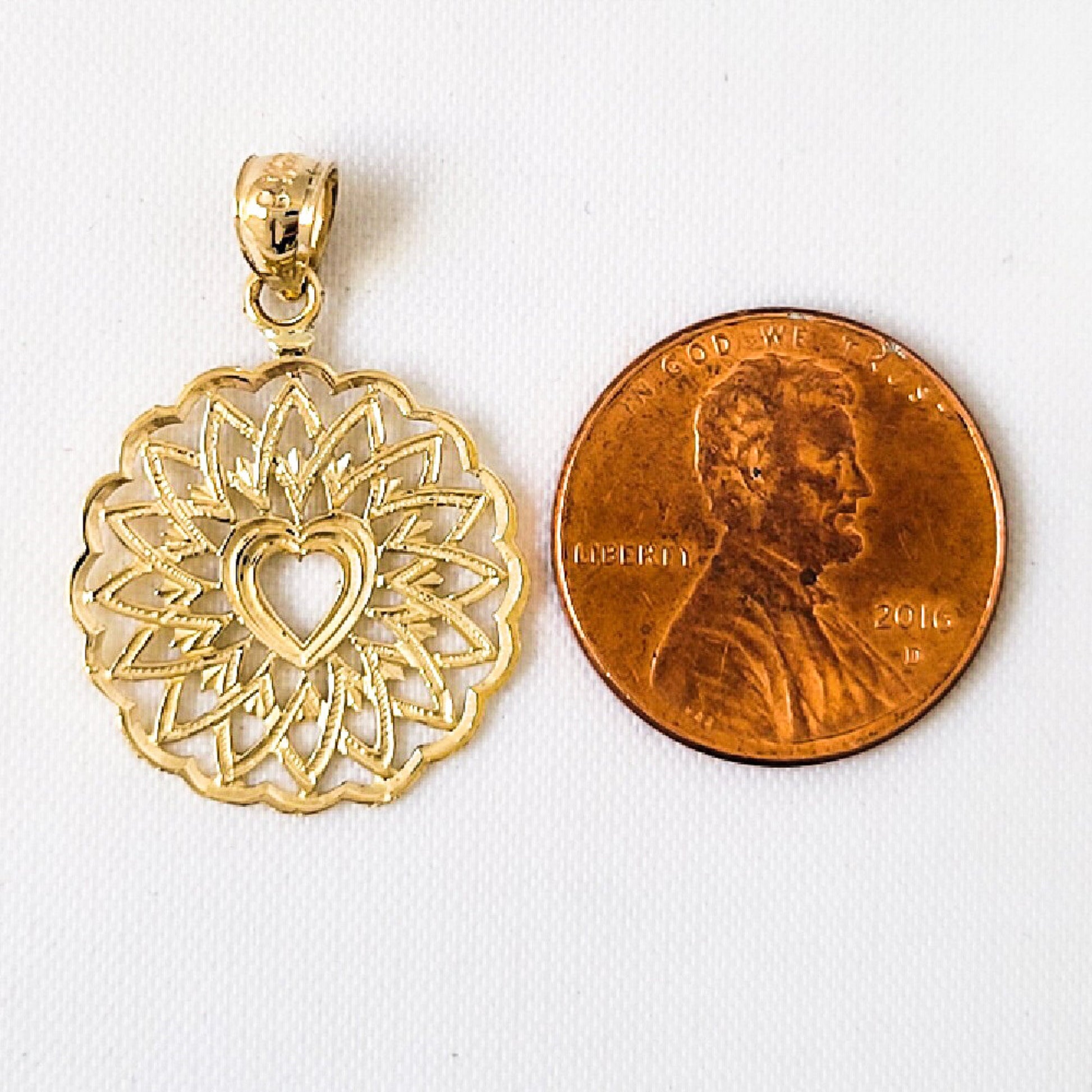 14k Yellow Gold Filigree Heart Pendant