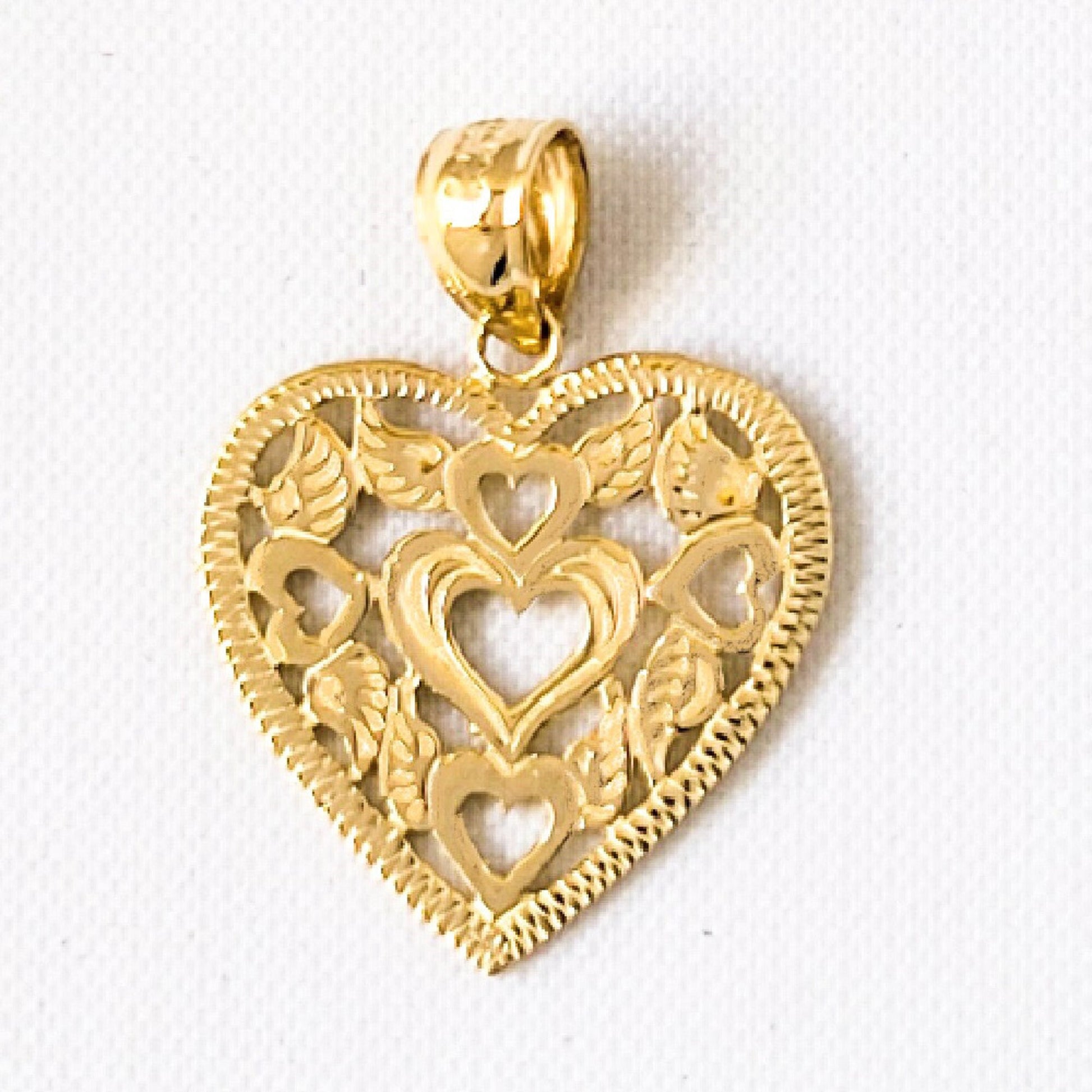 14k Yellow Gold Filigree Heart Pendant