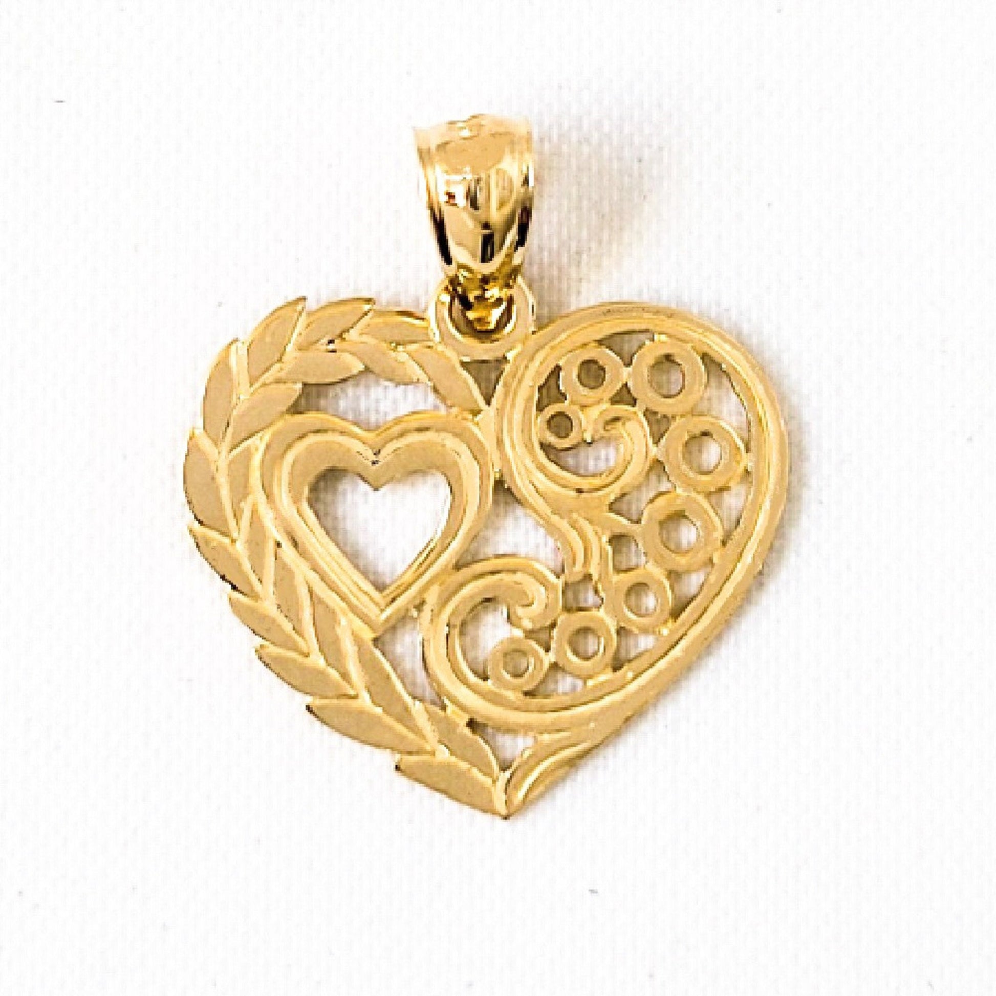 14k Yellow Gold Filigree Heart Pendant