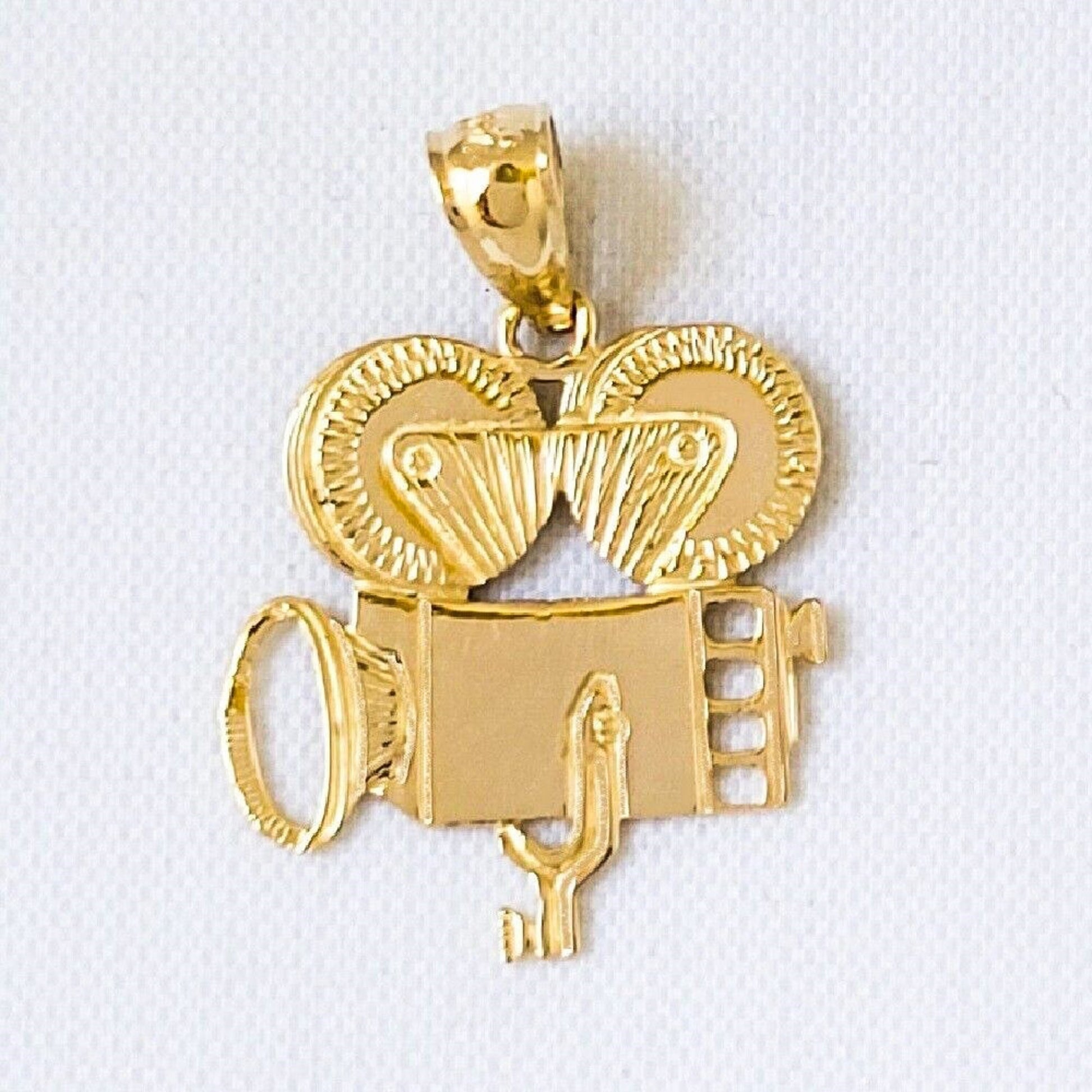 14K Yellow Gold Movie Camera Pendant