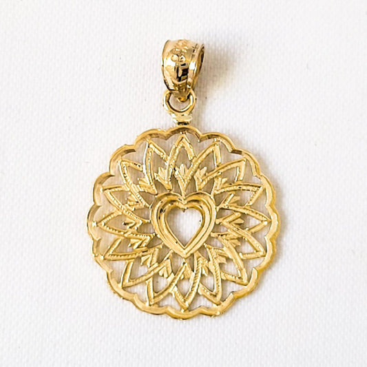 14k Yellow Gold Filigree Heart Pendant