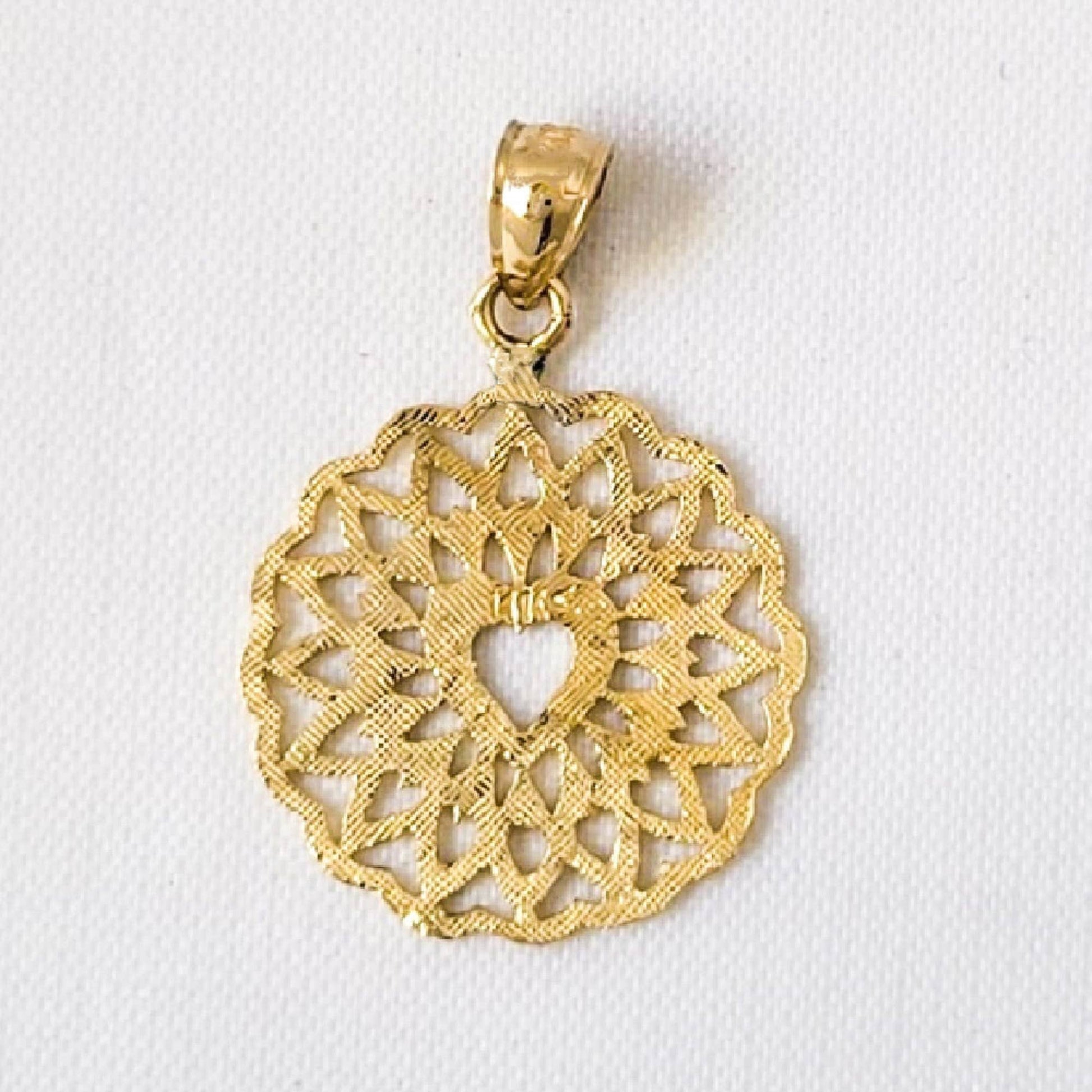 14k Yellow Gold Filigree Heart Pendant