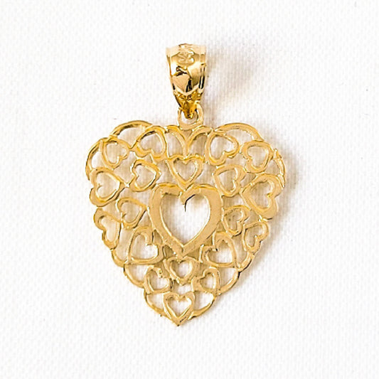 14k Yellow Gold Filigree Heart Pendant