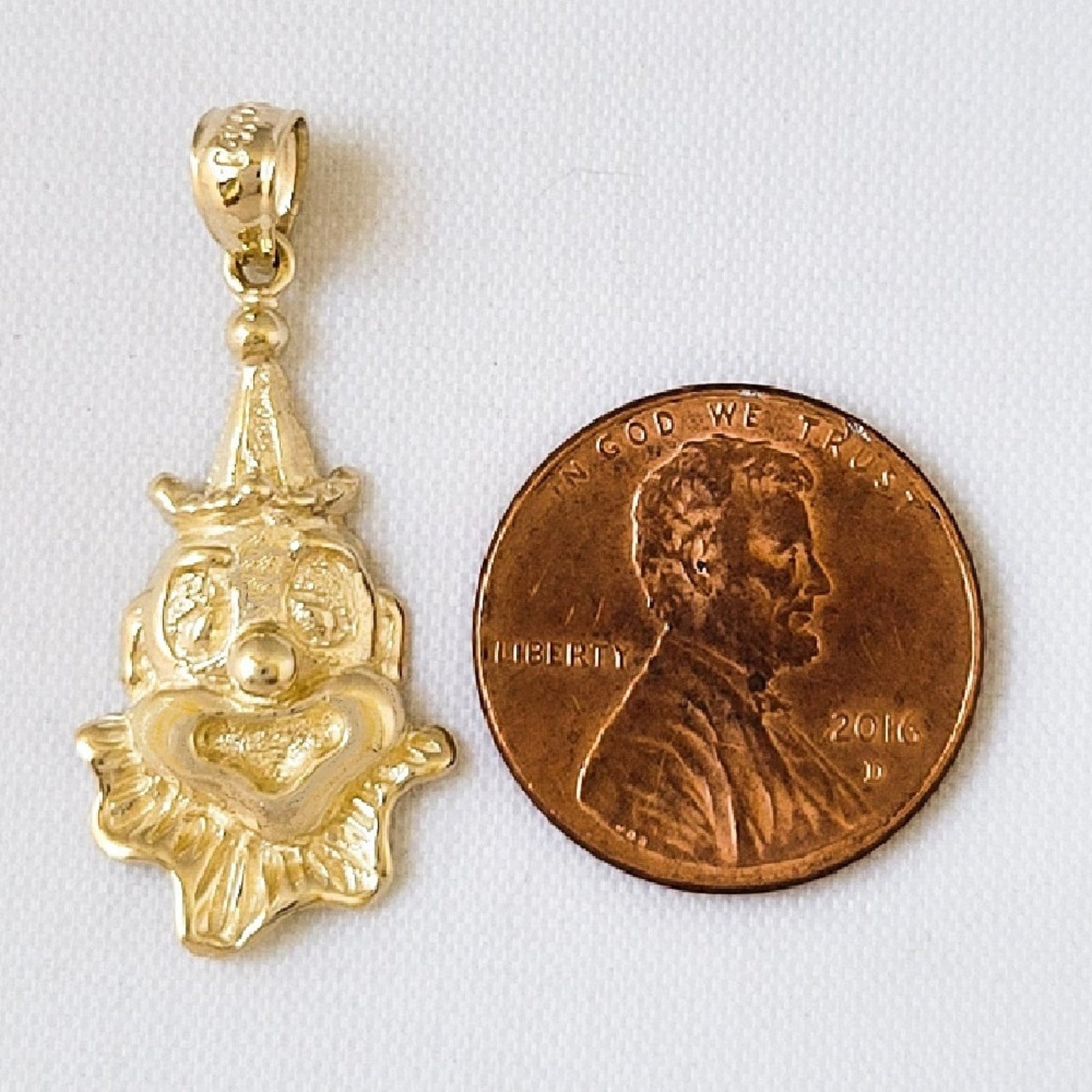 14K Yellow Gold Clown Pendant
