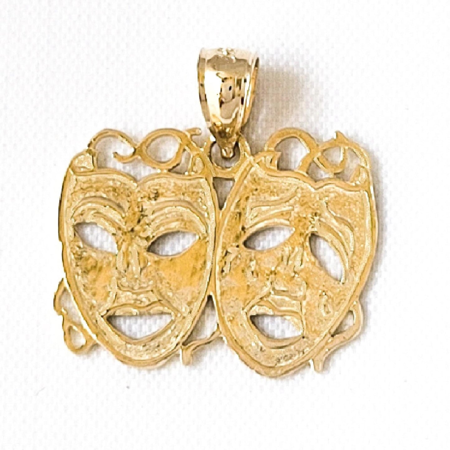 14K Yellow Gold Laugh Now, Cry Later Drama Mask Pendant