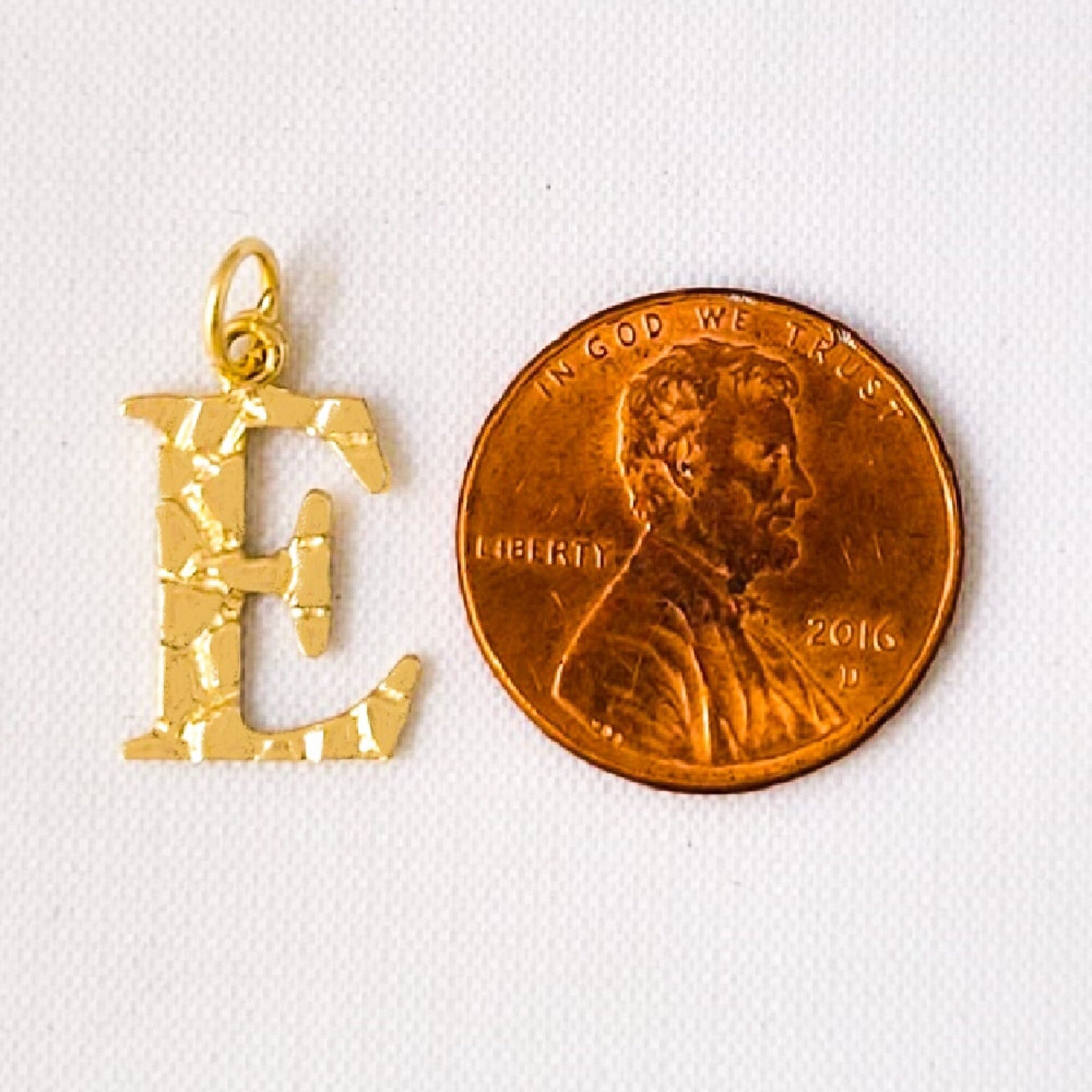 A to Z Any Any One 14K Yellow Gold Nugget Finish Letter Pendant Charm