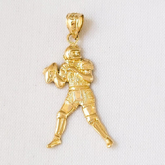 14K Yellow Gold Football Player Pendant