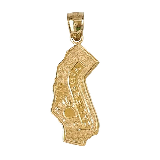 14K Yellow Gold California State Map Pendant