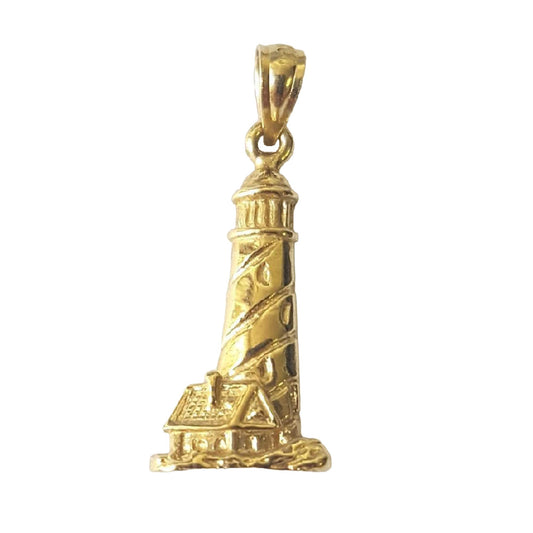 14K Yellow Gold Lighthouse Pendant