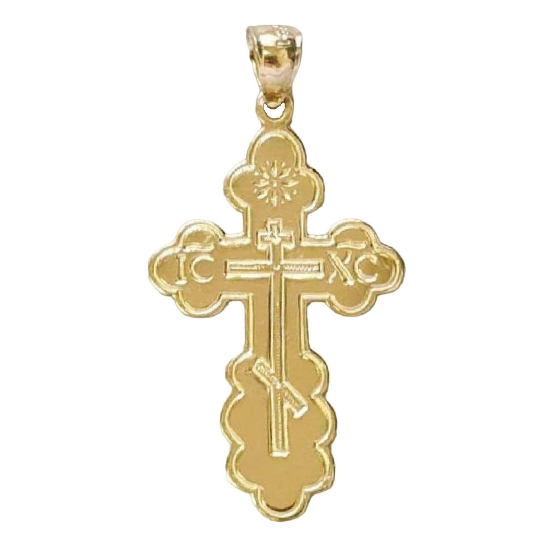14K Yellow Gold Orthodox Cross Pendant