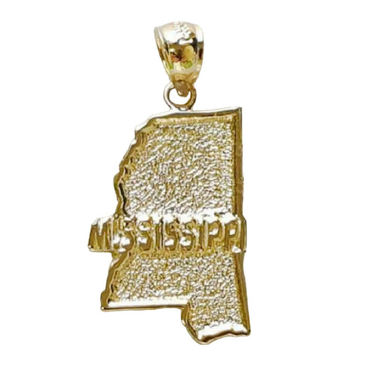14K Yellow Gold Mississippi State Map Pendant