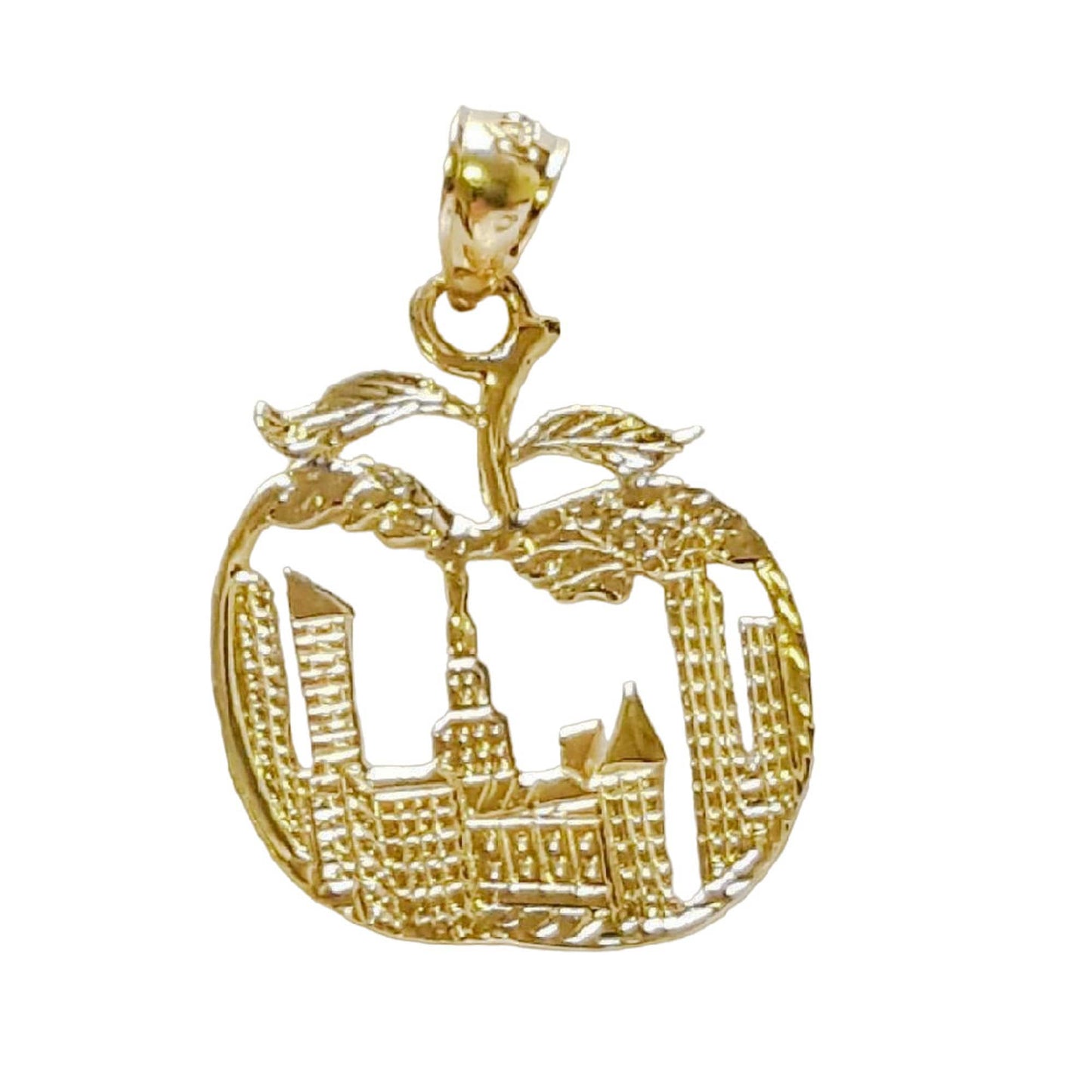 14k Yellow Gold New York City Big Apple Pendant