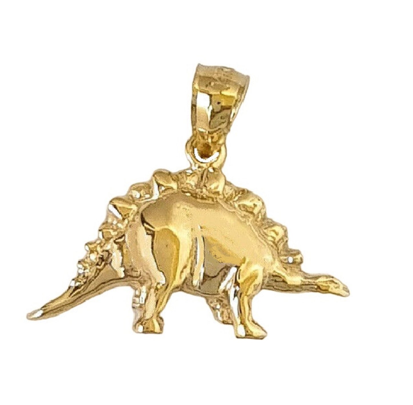 14K Yellow Gold Stegosaurus Dinosaur Pendant