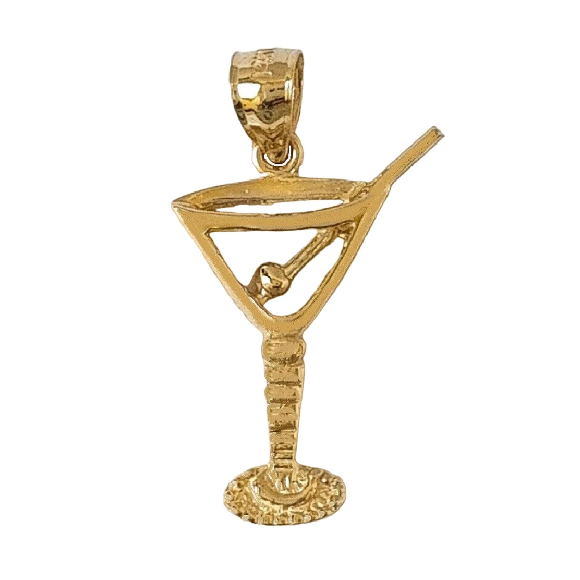 14K Yellow Gold Martini Glass Pendant