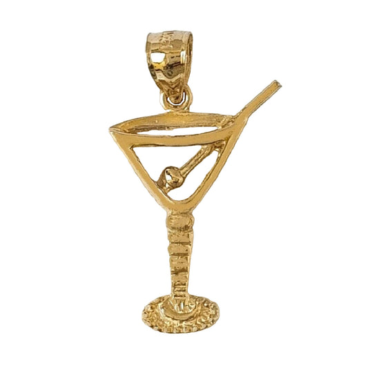 14K Yellow Gold Martini Glass Pendant