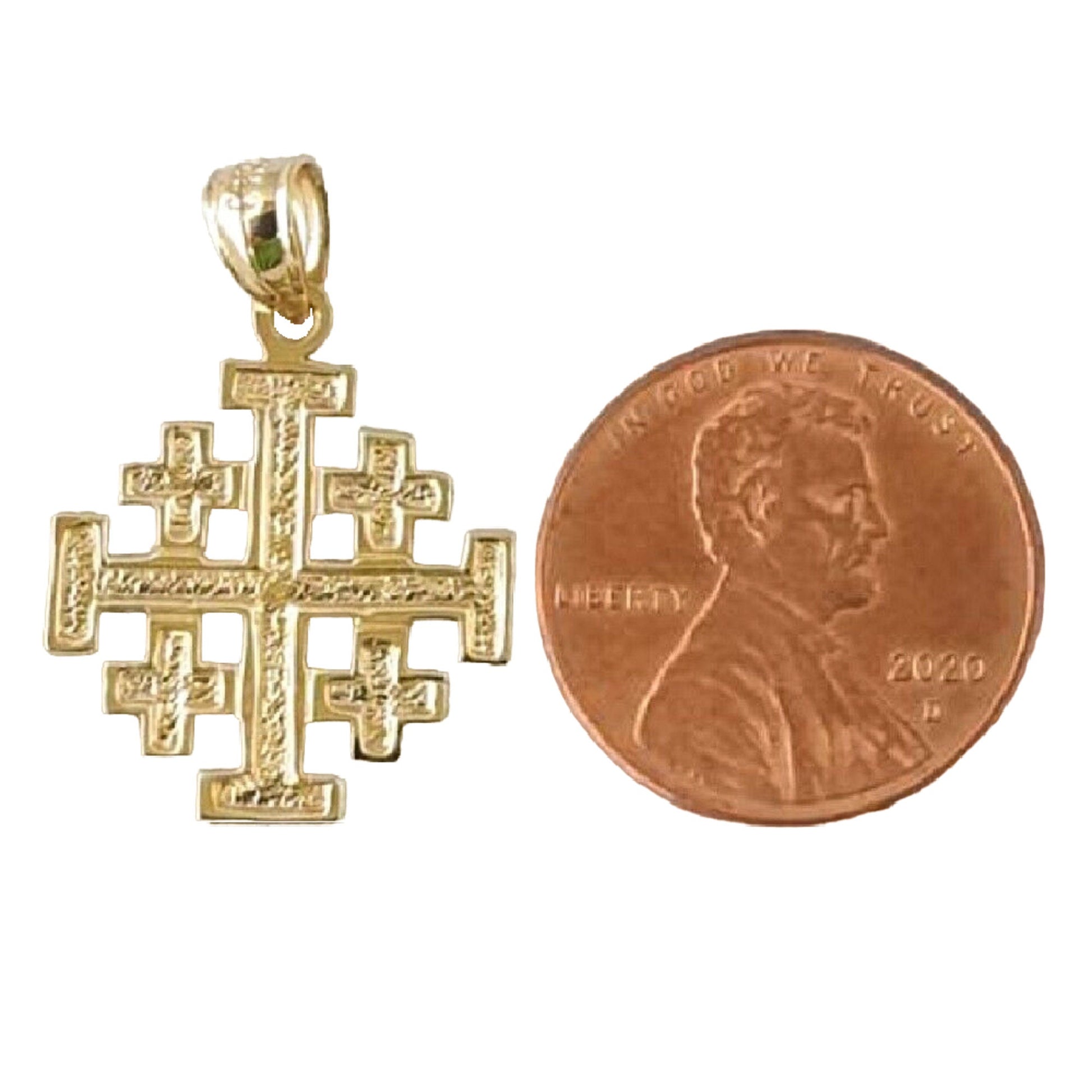 14K Yellow Gold Jerusalem Cross Pendant