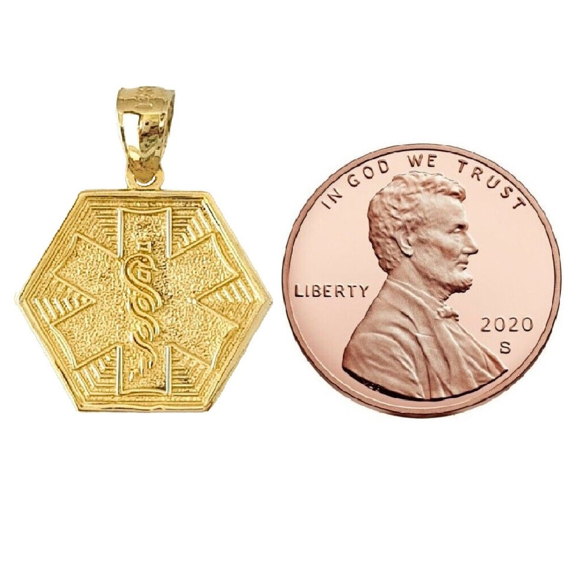 14K Yellow Gold MEDICAL ALERT SYMBOL Pendant