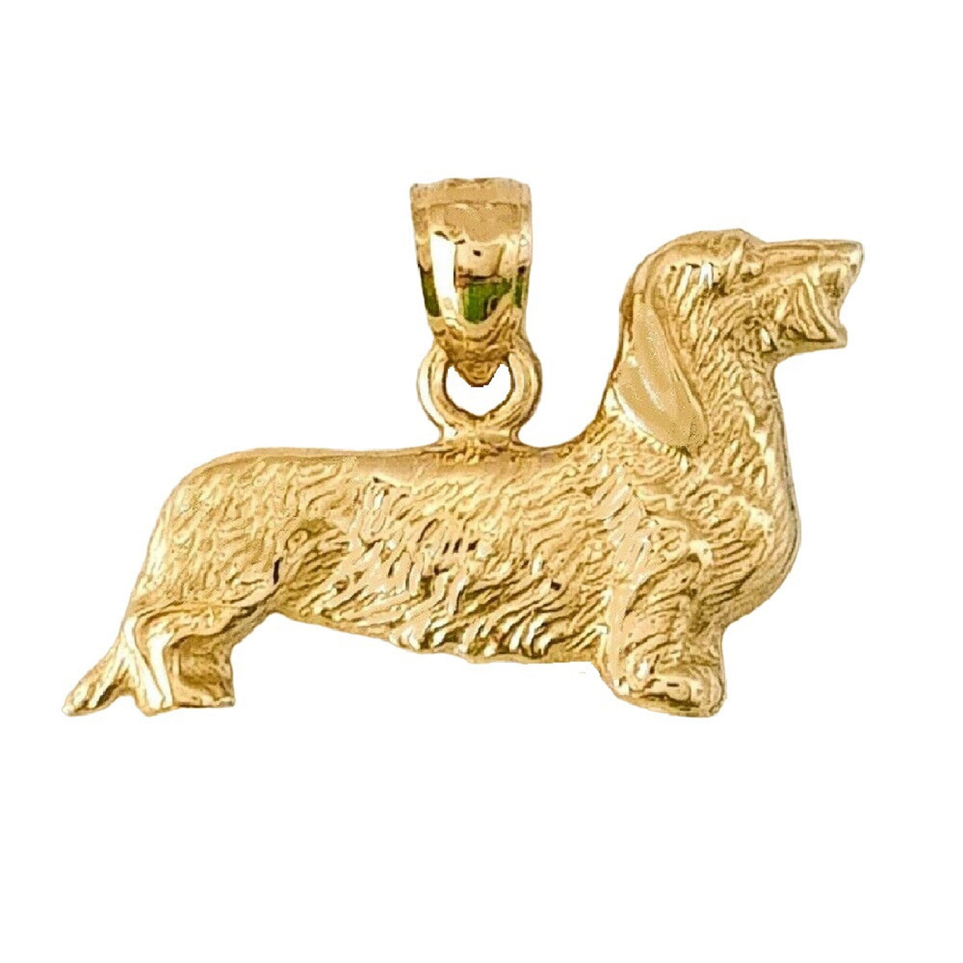 14K Yellow Gold Dachshund Dog Pendant