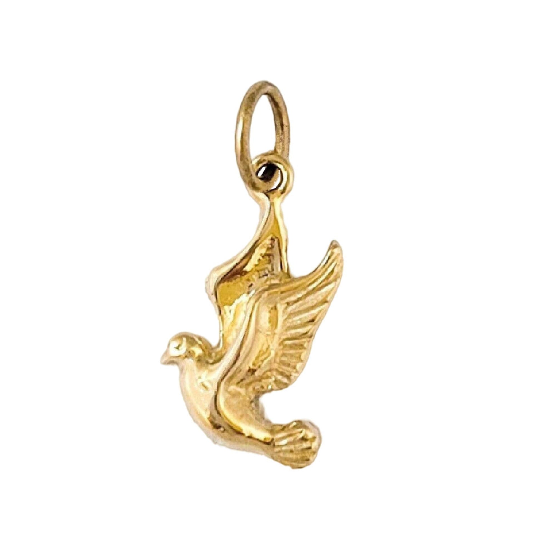 14k Yellow Gold Pigeon Dove Bird Pendant Charm