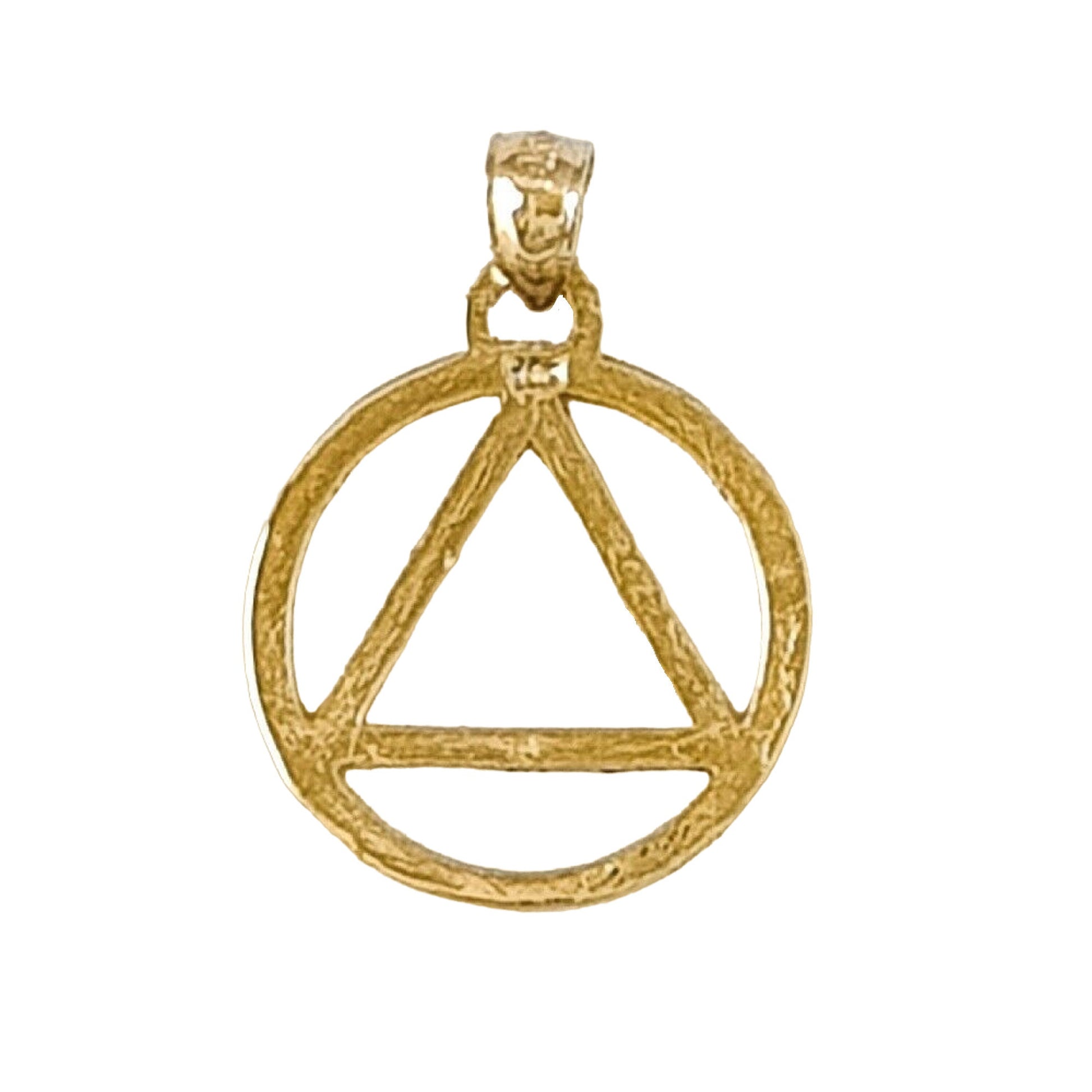 14K Yellow Gold Alcoholics Anonymous Recovery Sobriety Symbol Pendant