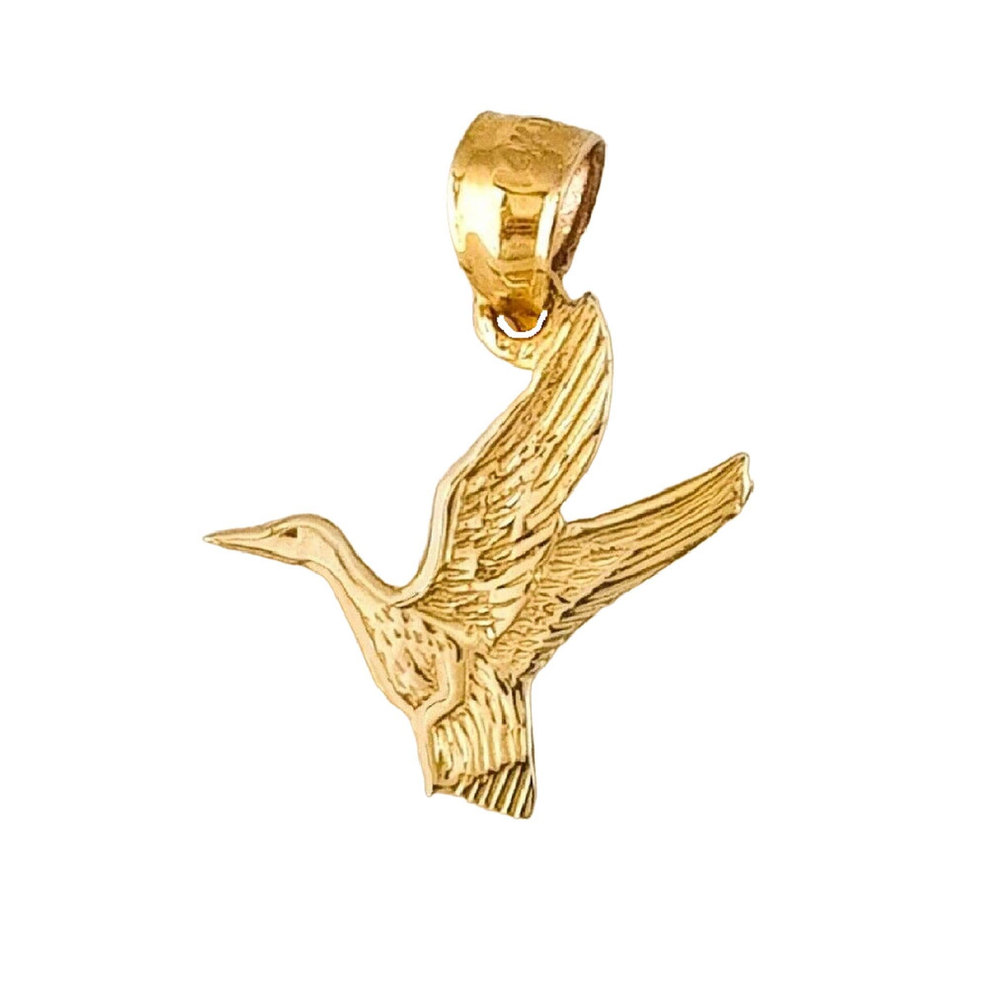 14K Yellow Gold Duck Bird Pendant Charm