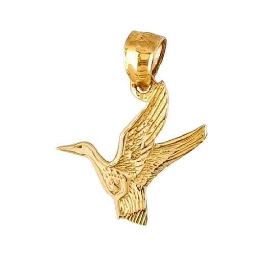 14K Yellow Gold Duck Bird Pendant Charm
