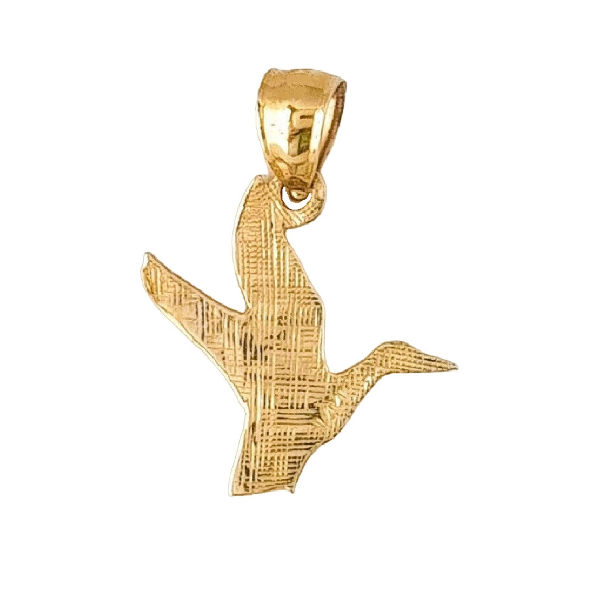 14K Yellow Gold Duck Bird Pendant Charm