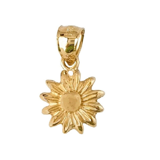 Small 14K Yellow Gold Sunflower Pendant Charm