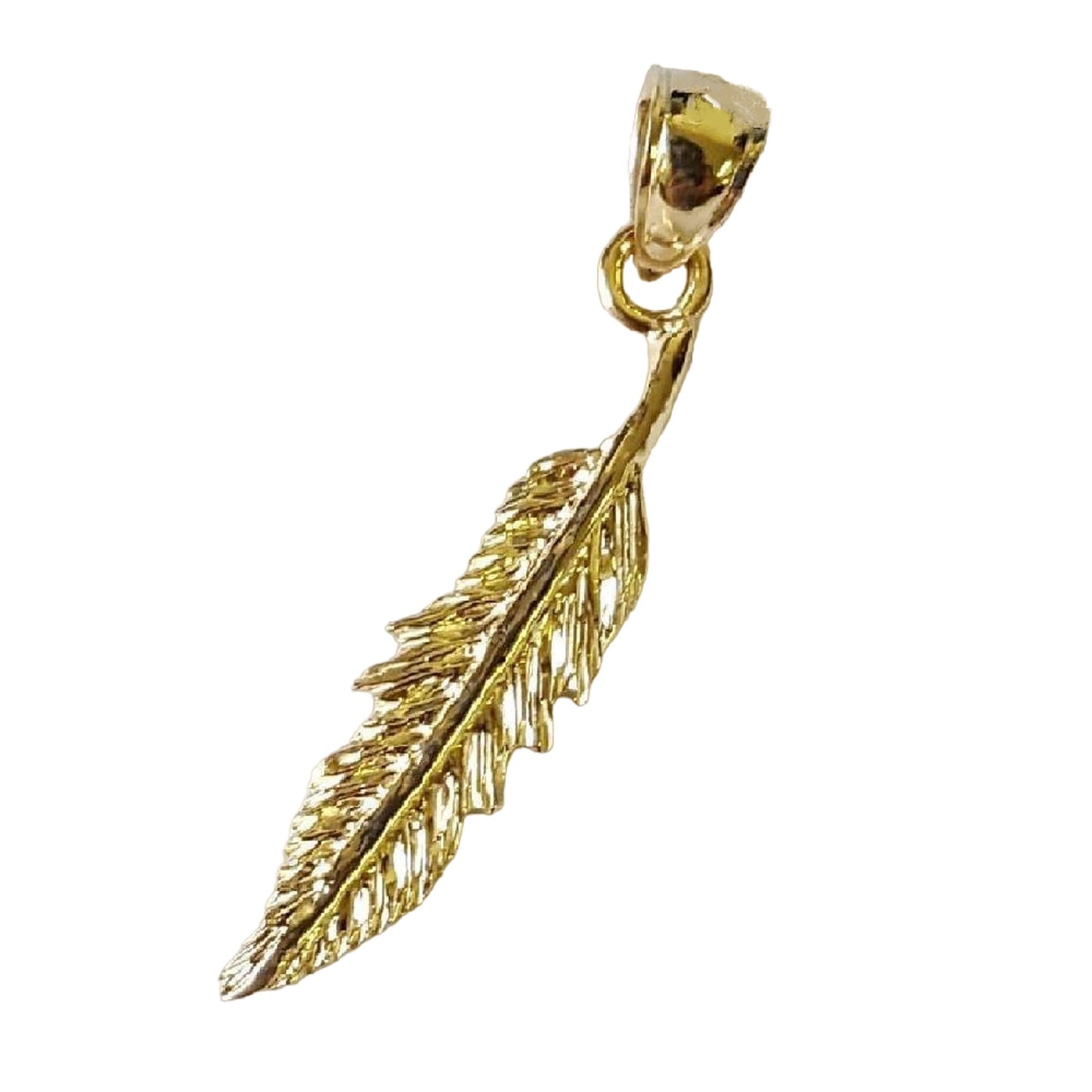 14K Yellow Gold FEATHER Pendant