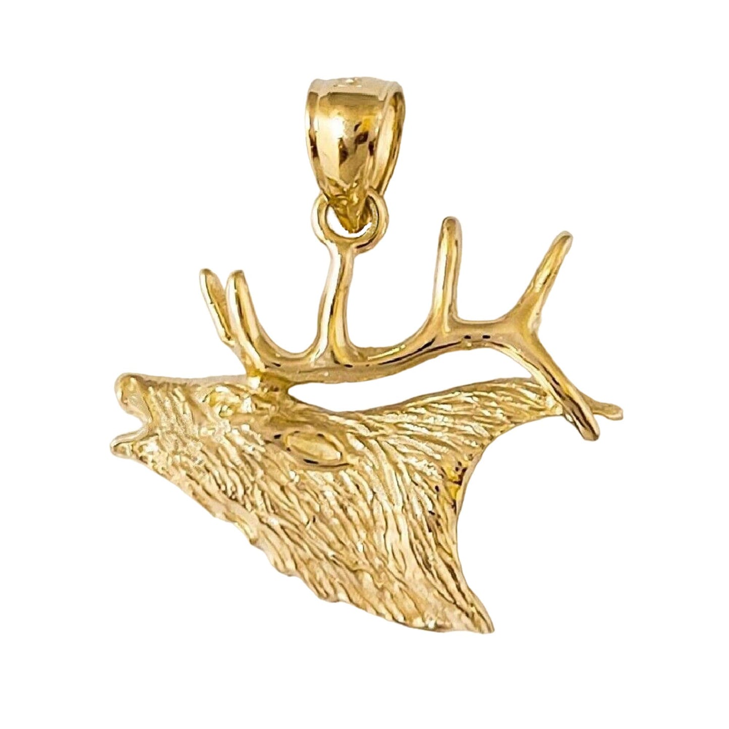 14K Yellow Gold Elk Deer Pendant