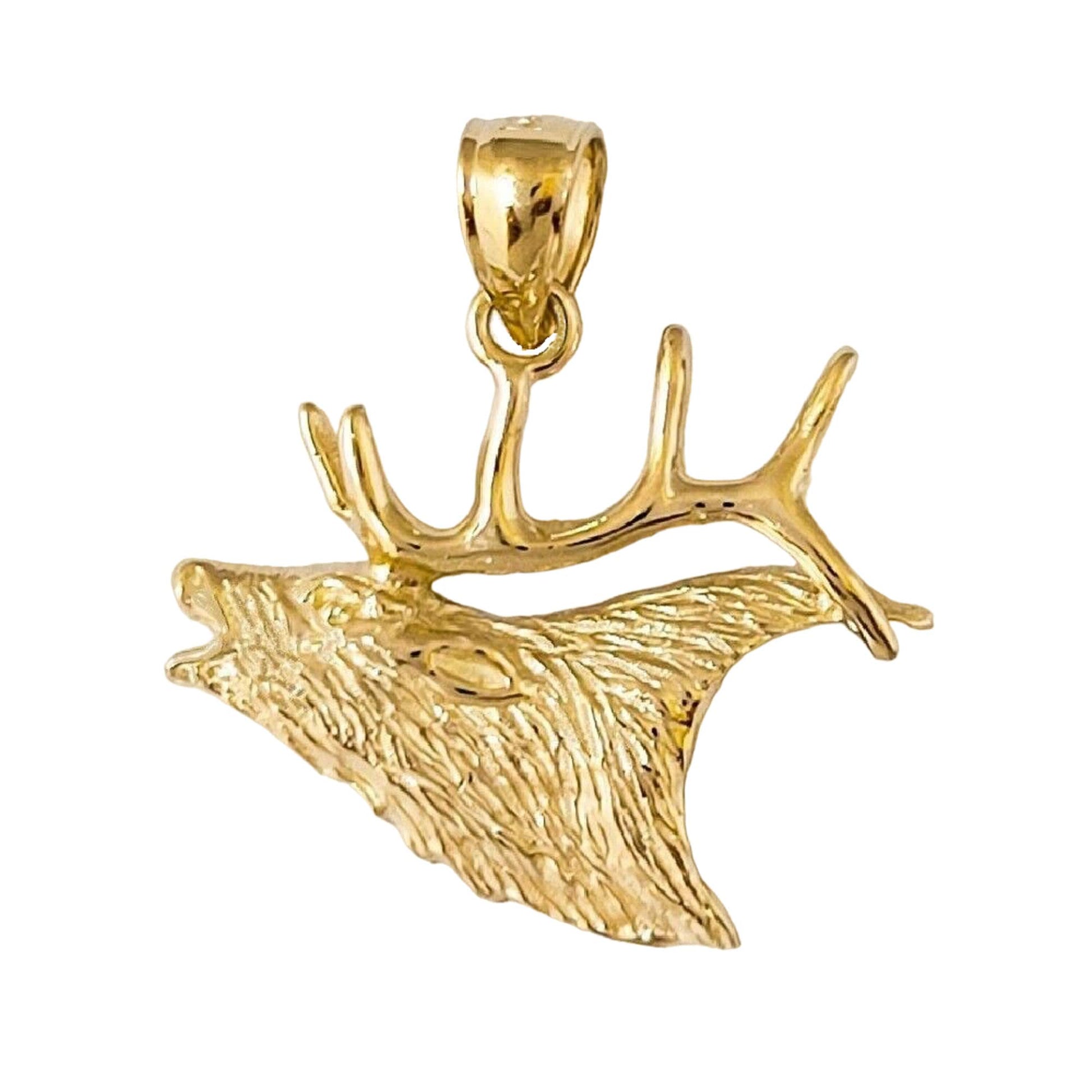 14K Yellow Gold Elk Deer Pendant