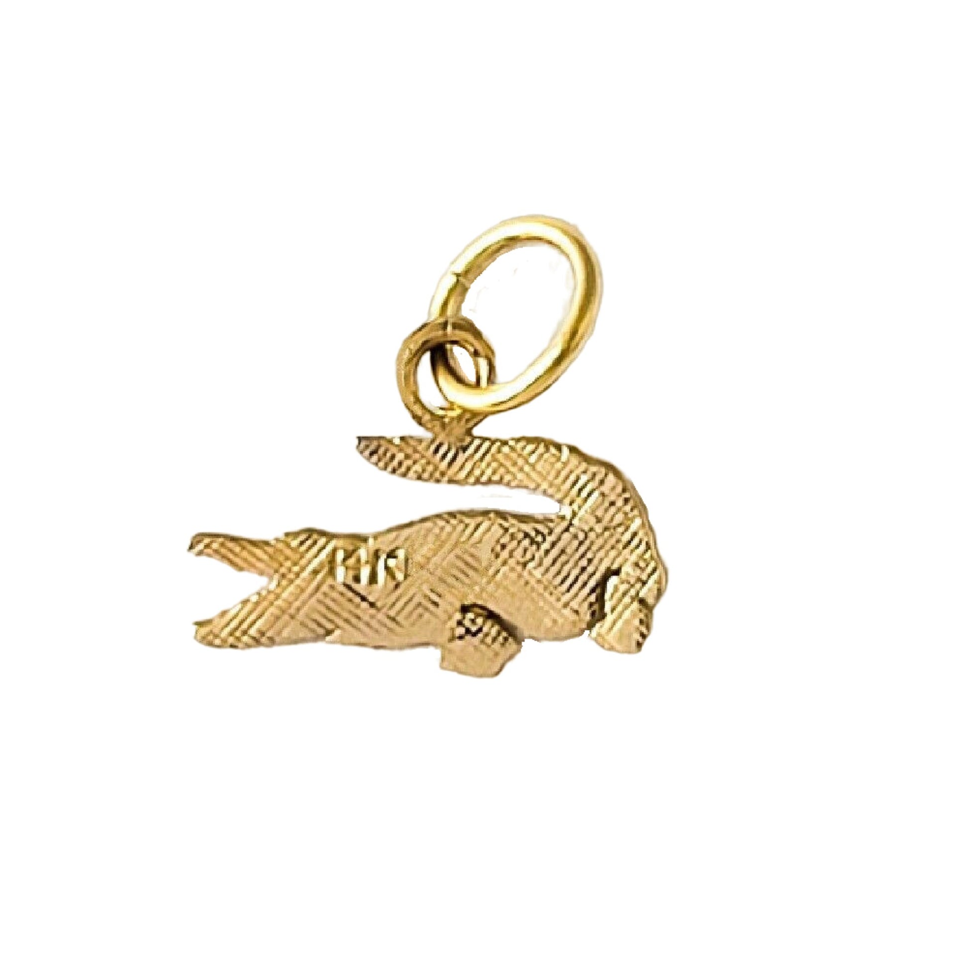 Small 14K Yellow Gold Alligator Crocodile Pendant Charm