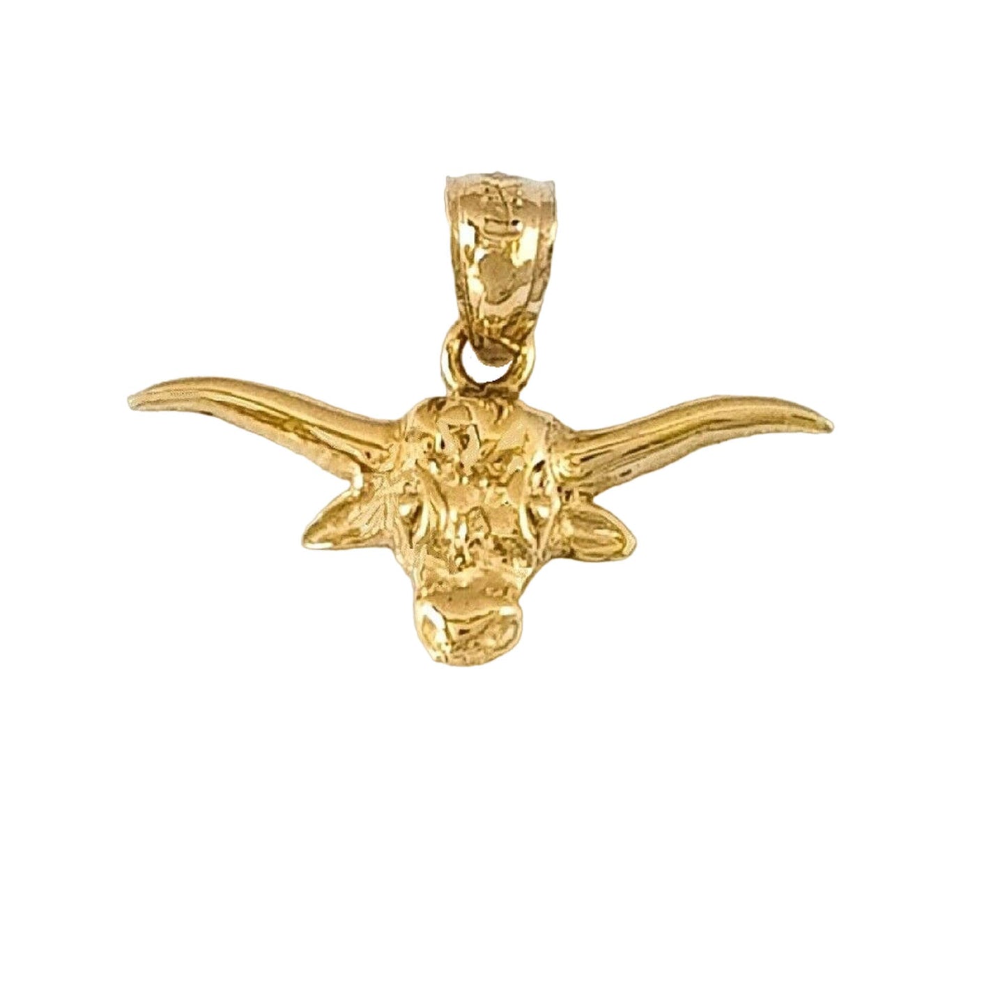 14K Yellow Gold Steer Bull Head Pendant