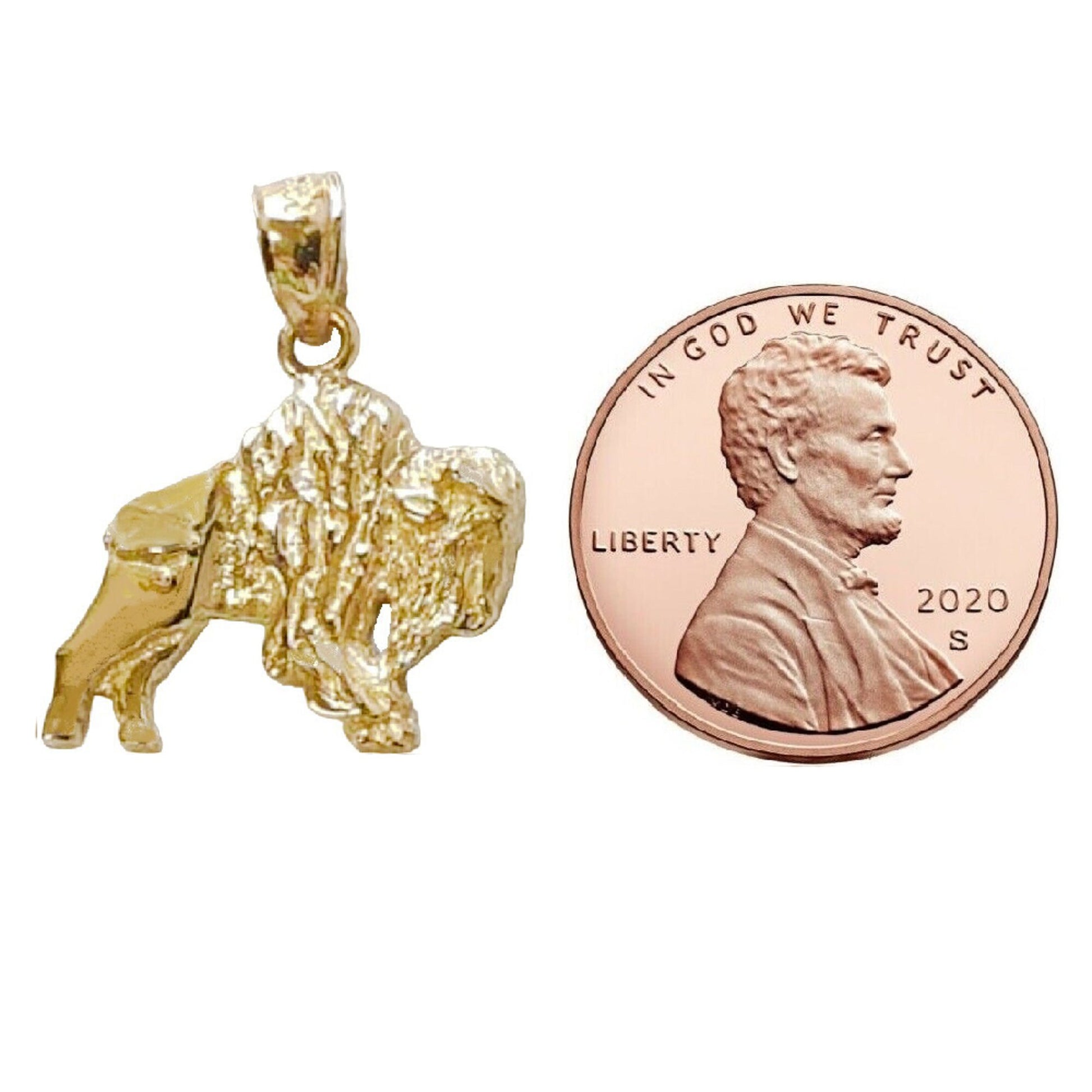 14K Yellow Gold Bison Pendant