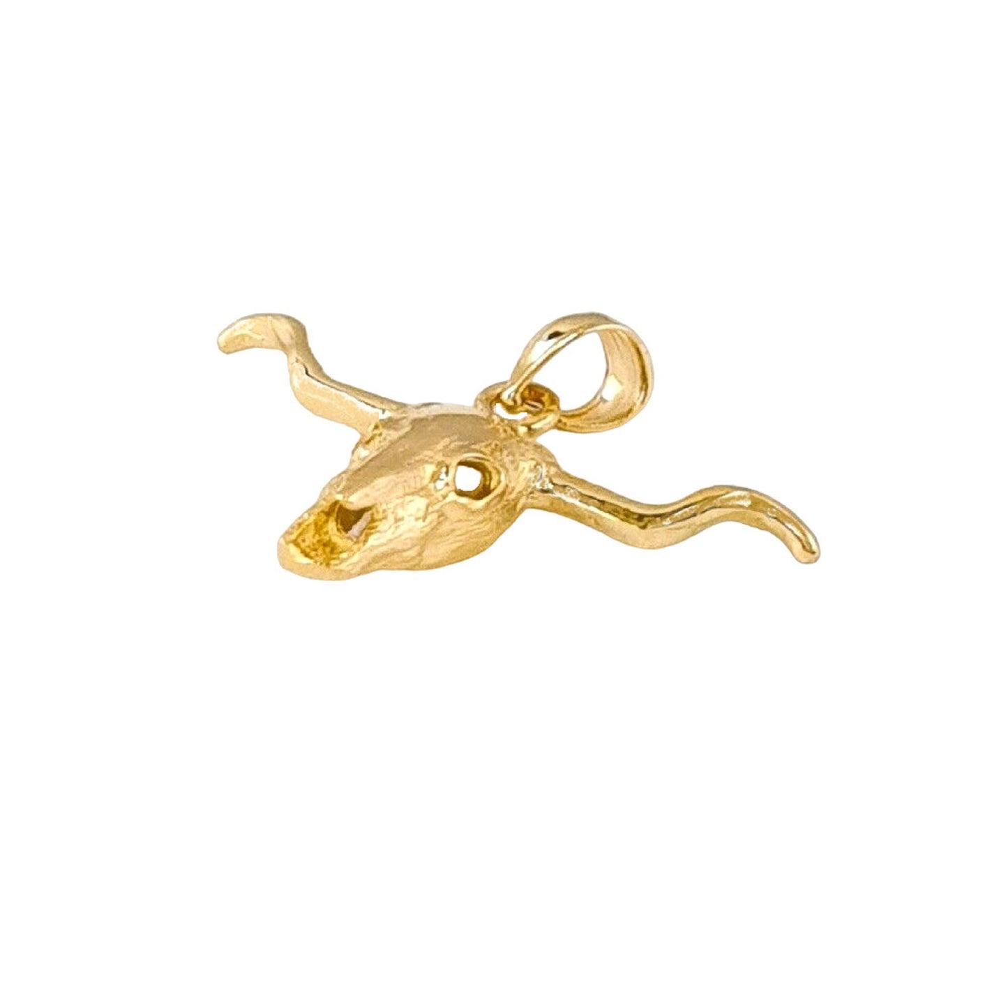 14K Yellow Gold Steer Bull Head Pendant