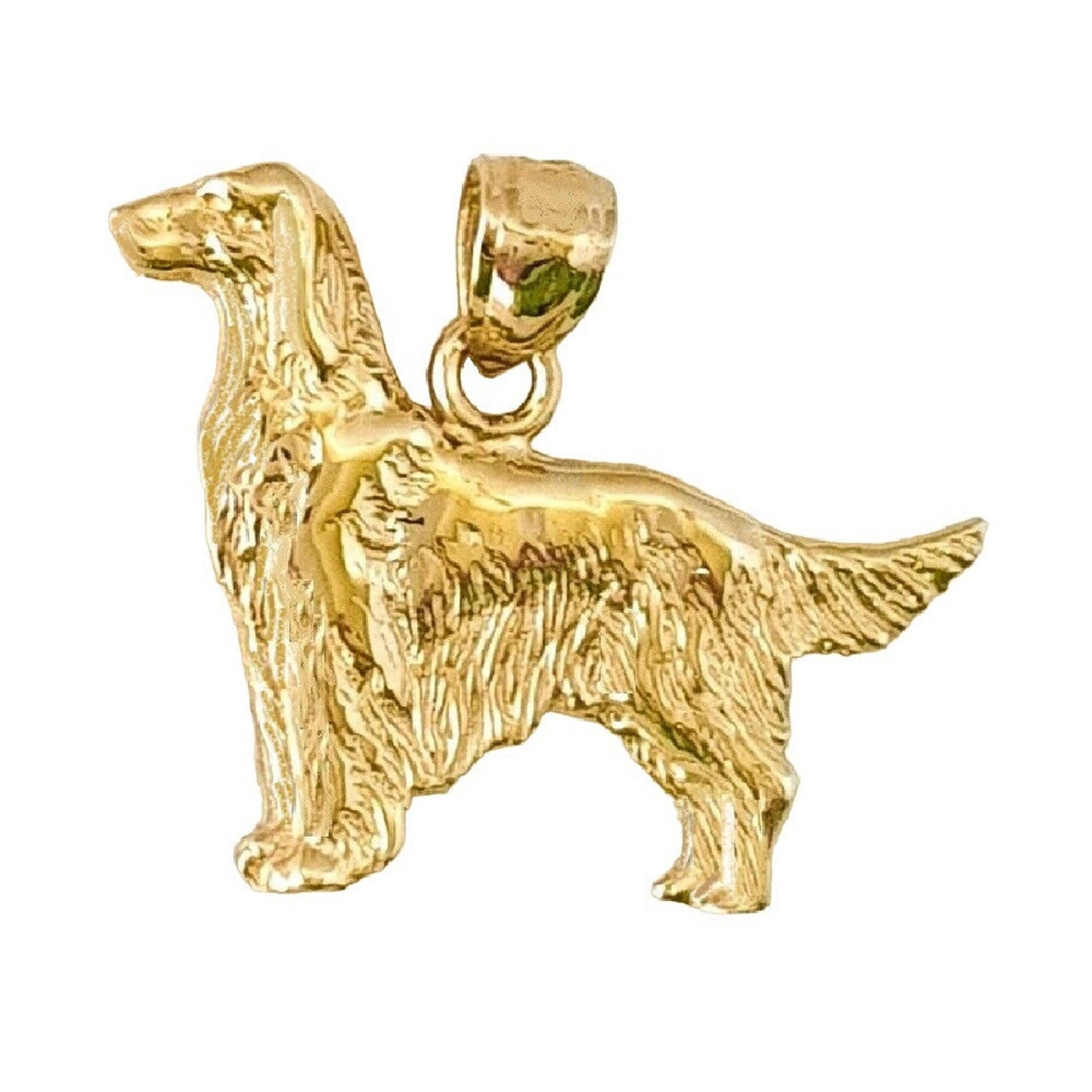 14K Yellow Gold Irish Setter Dog Pendant