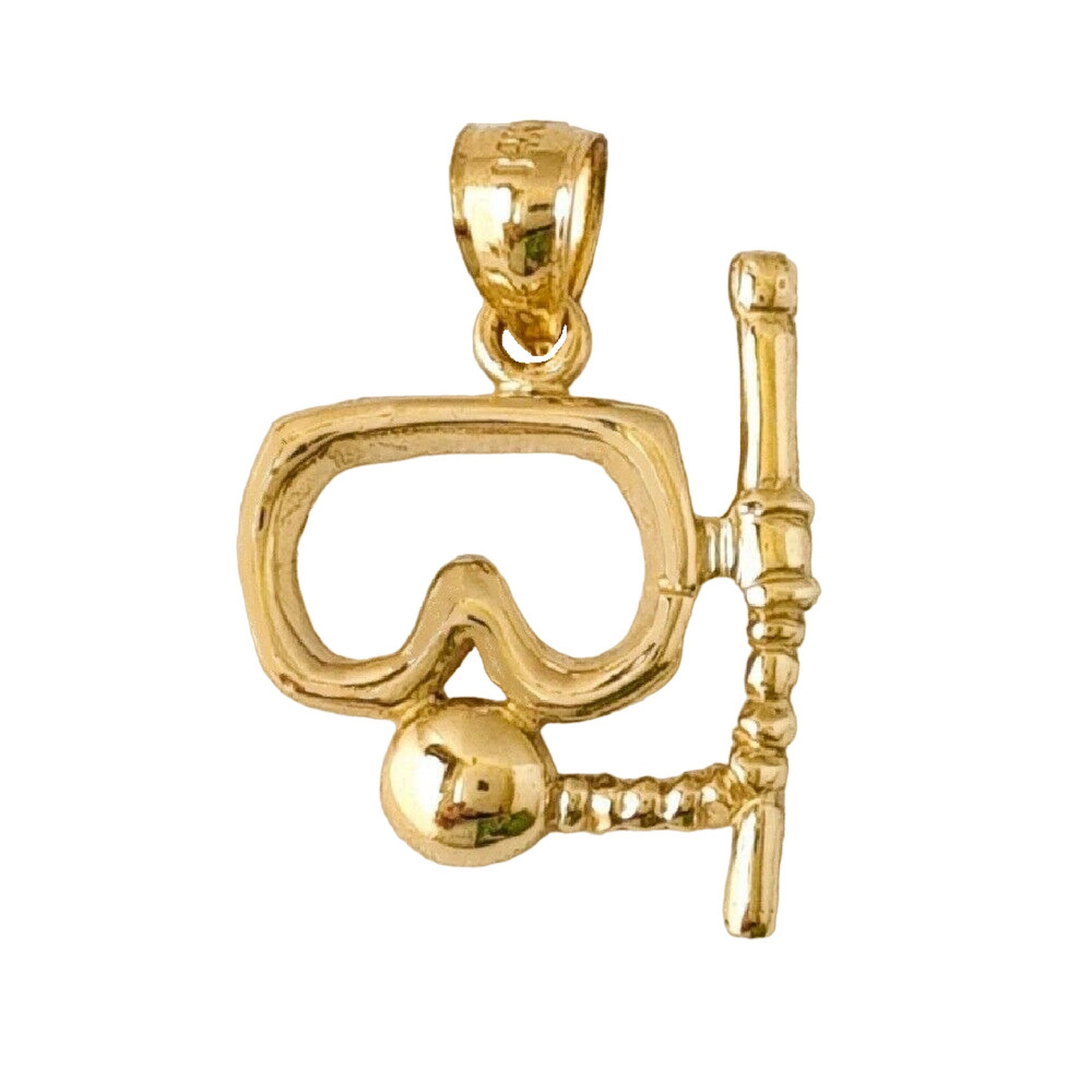 14k Yellow Gold Diver Scuba Snorkeling Mask Pendant