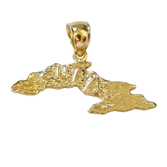 14K Yellow Gold Cuba Island Map Pendant