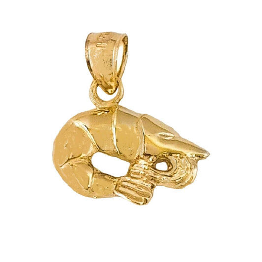 14K Yellow Gold Shrimp Pendant