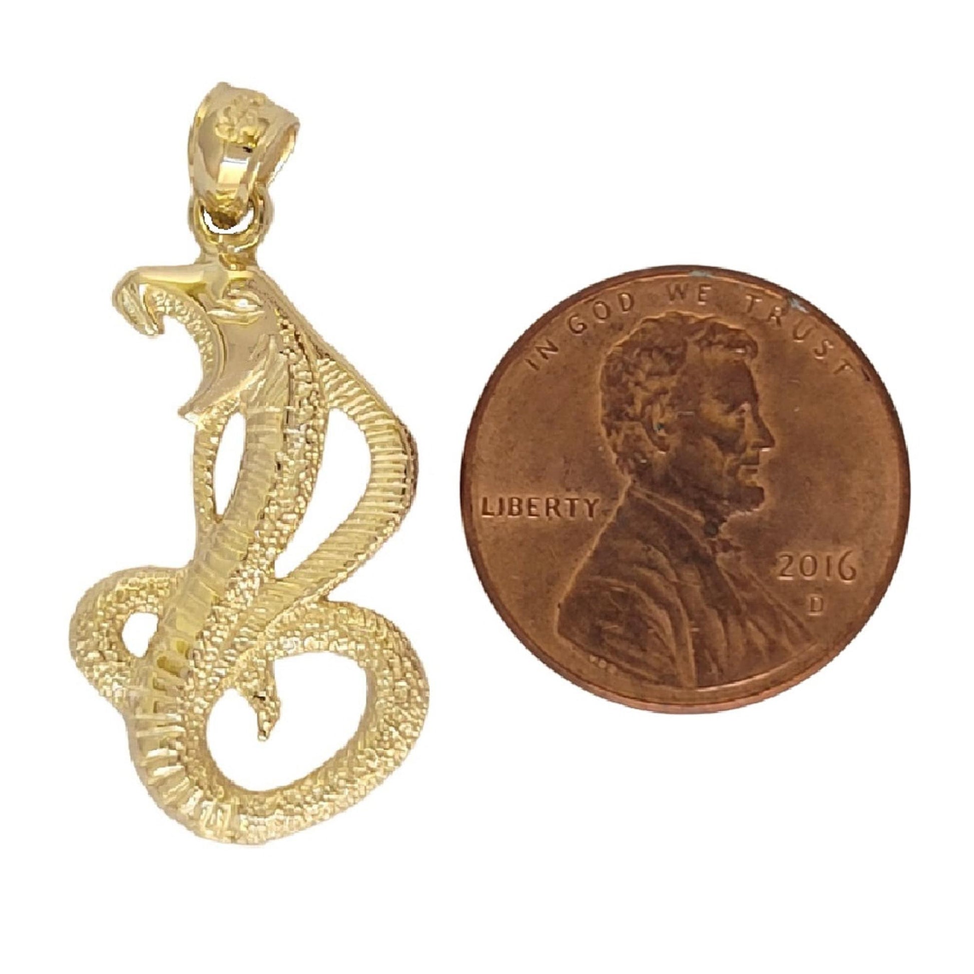 14K Yellow Gold Cobra Snake Pendant