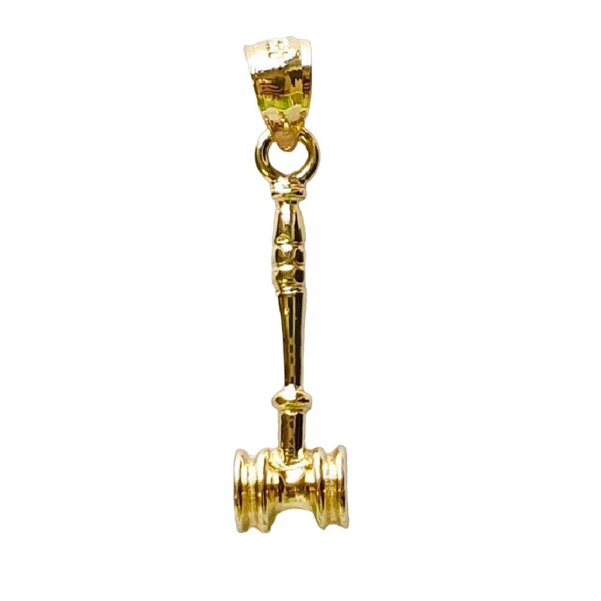 14K Yellow Gold Judges Gavel 3D Solid Pendant